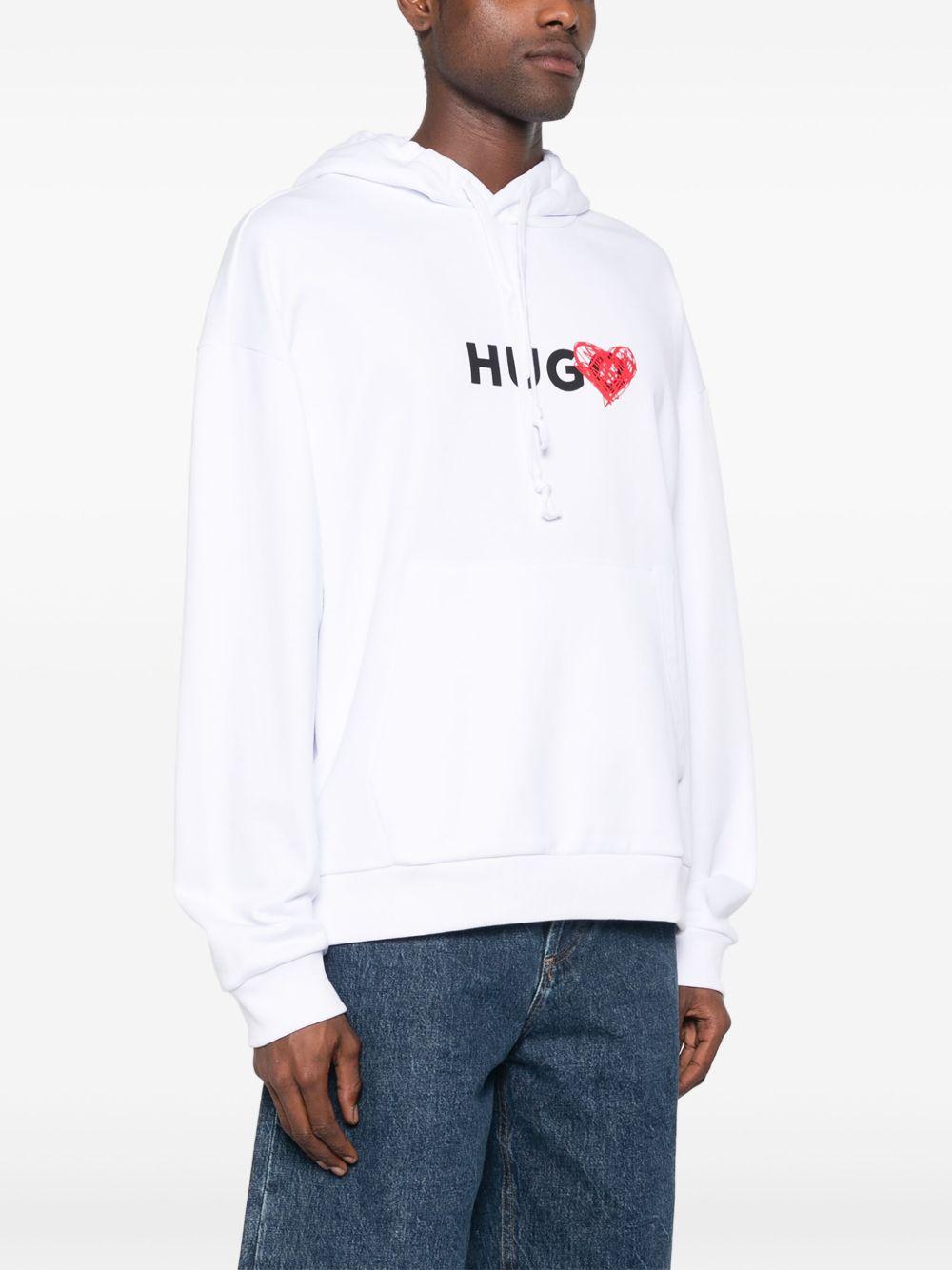 heart-print cotton hoodie Product Image