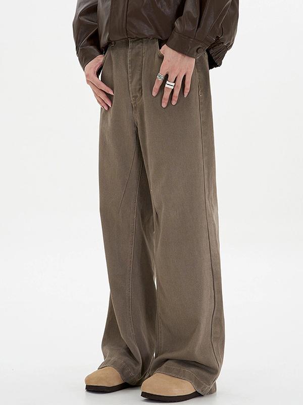 Men's Vintage Brown Wash Loose Jeans Product Image