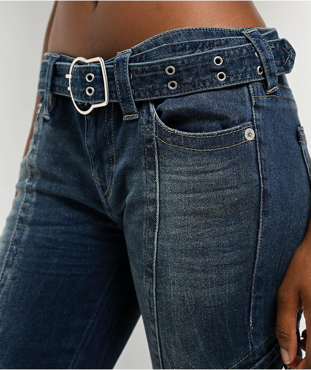 True Religion Becca Belted La Serena Low Rise Cargo Bootcut Jeans Product Image