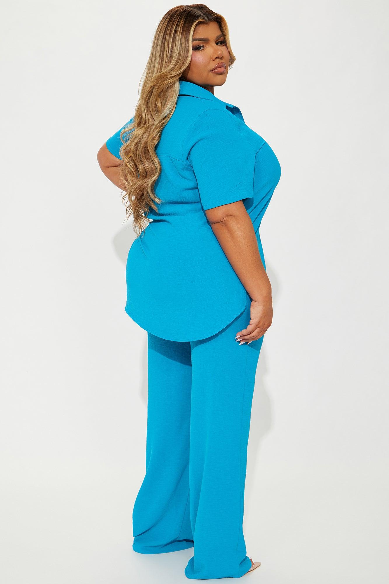 Makenzie Short Sleeve Pant Set - Turquoise Product Image