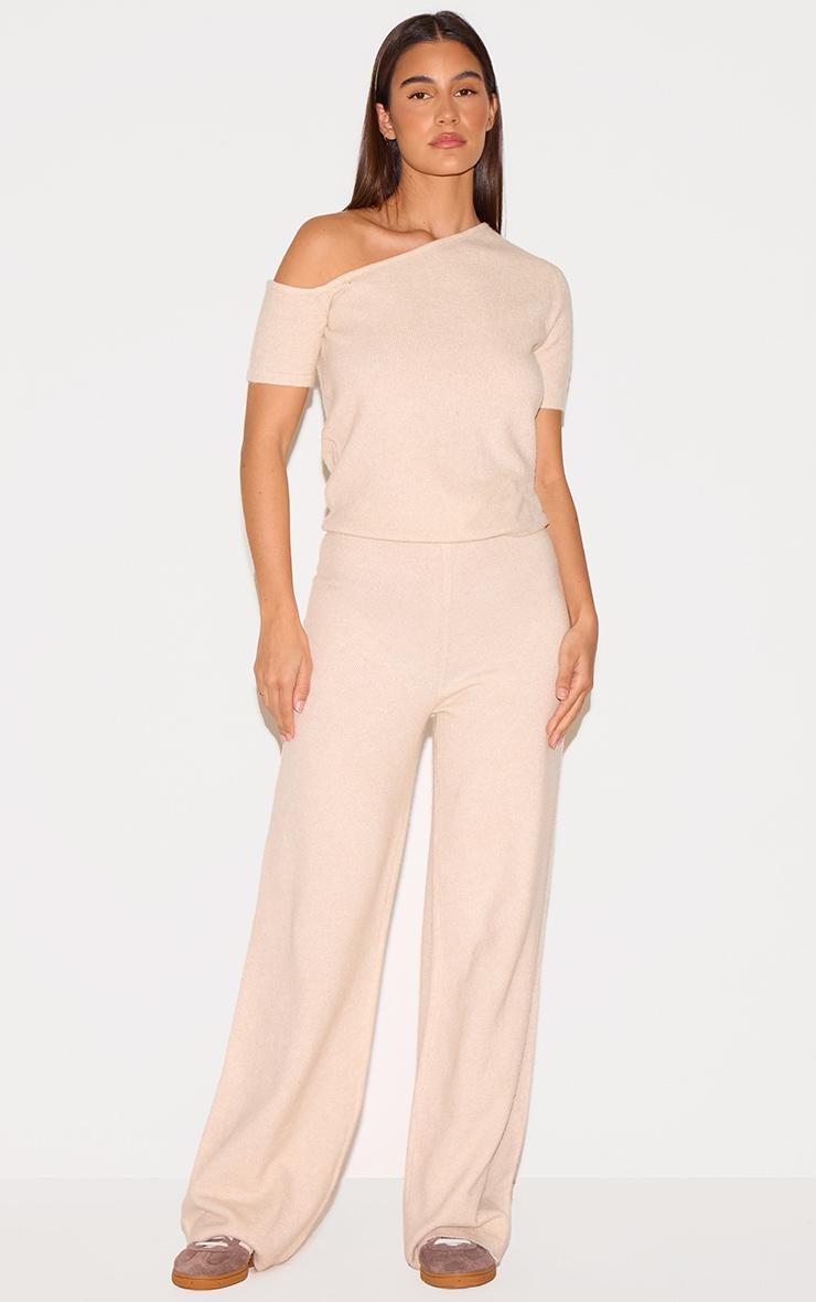 Oatmeal Soft Knit Asymmetric Top Product Image