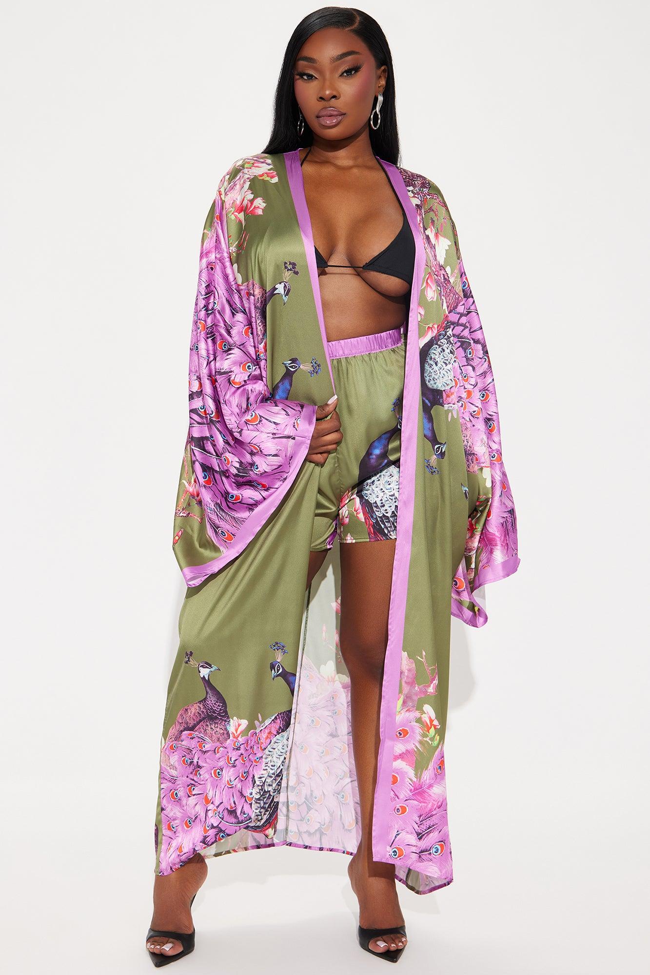 Above Status Satin Short Set - Green/combo Product Image