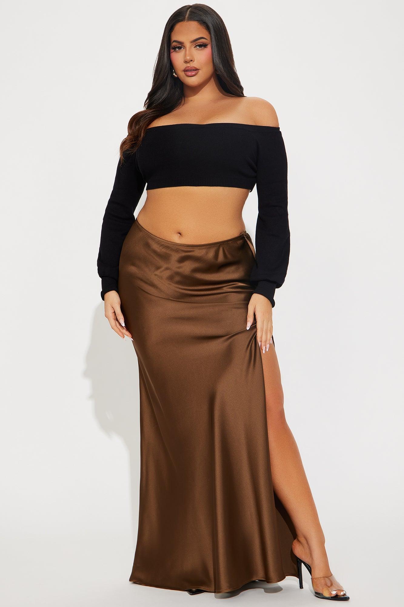 Love Like This Satin Maxi Skirt - Chocolate Product Image