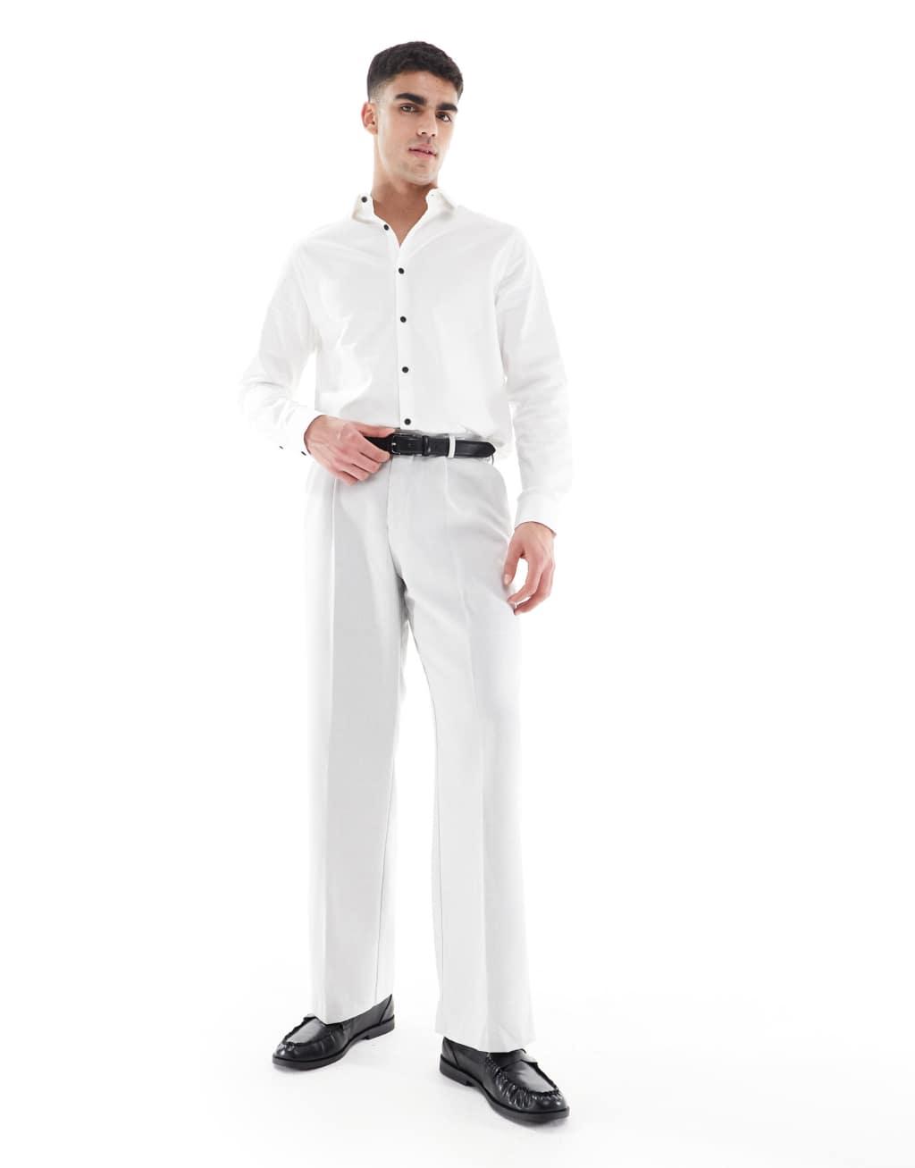 ASOS DESIGN formal easy iron twill regular shirt in white Product Image