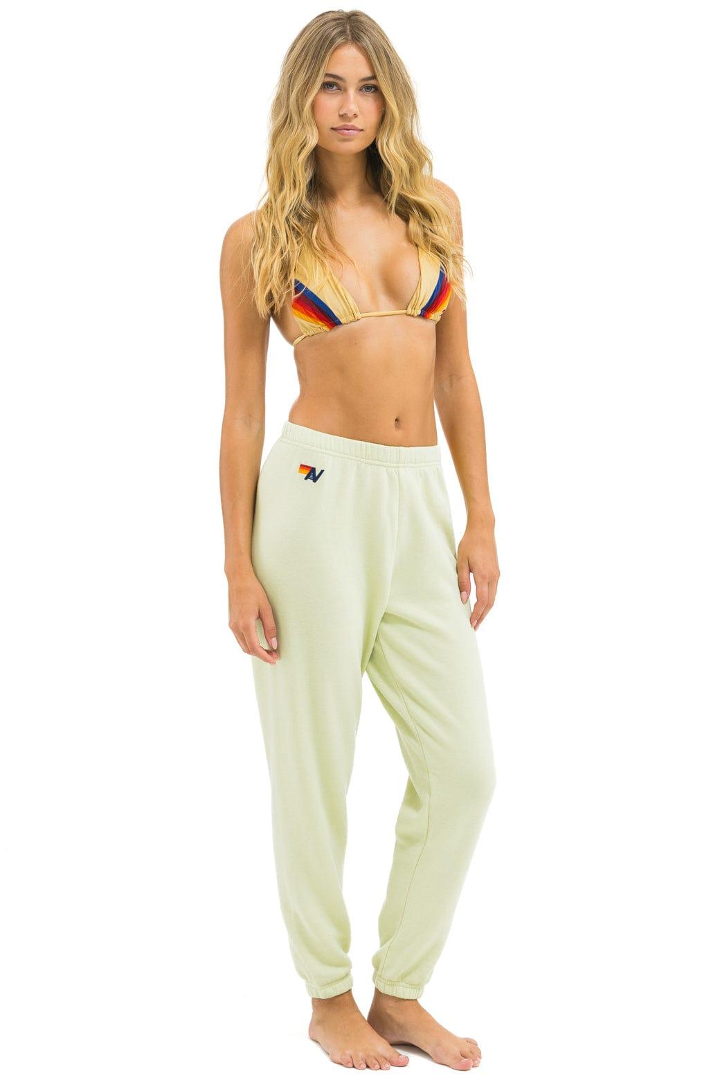 5 STRIPE SWEATPANTS - LIME CREAM // WHITE NEON Female Product Image