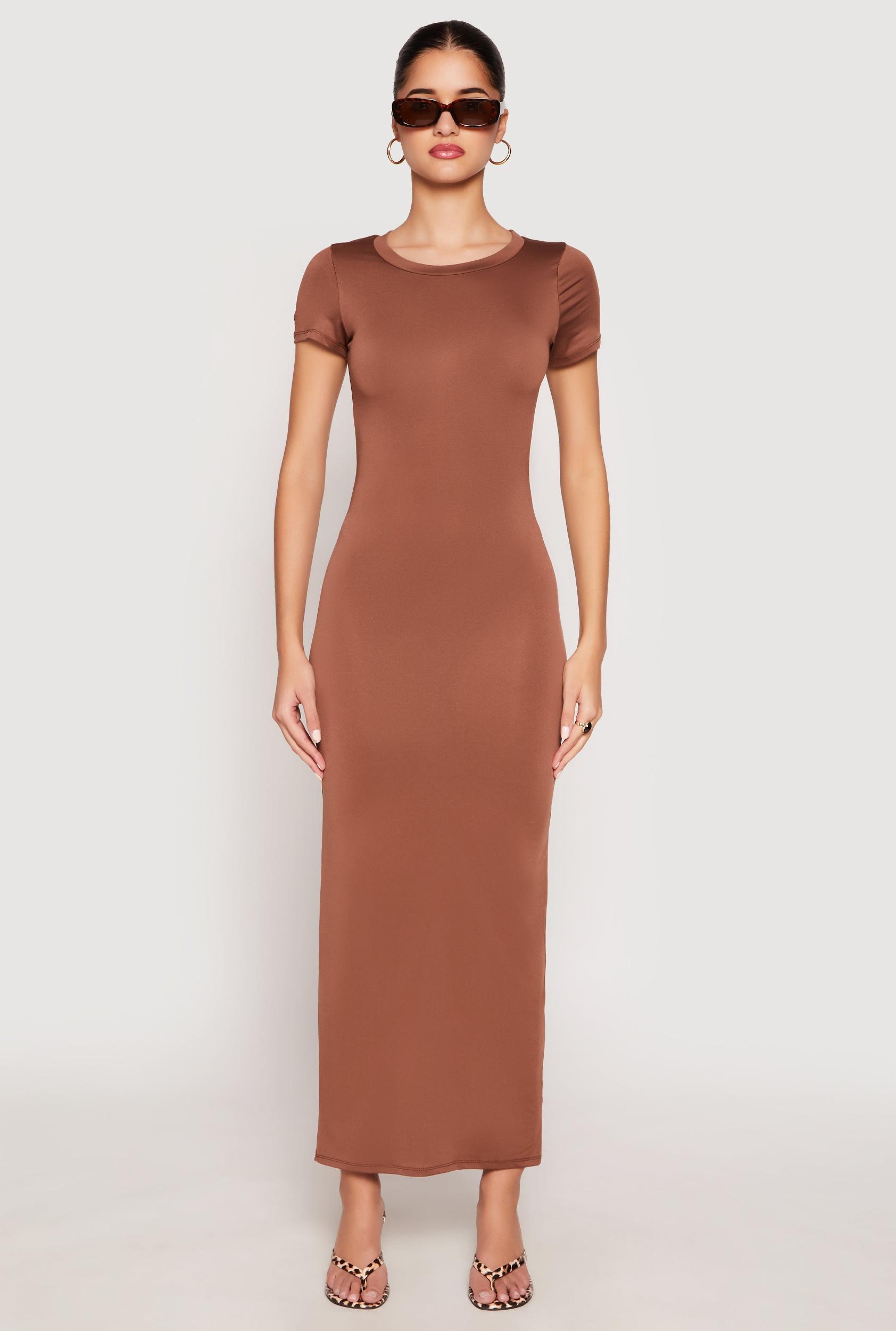 Womens Short Sleeve Slit Back Maxi Dress Product Image