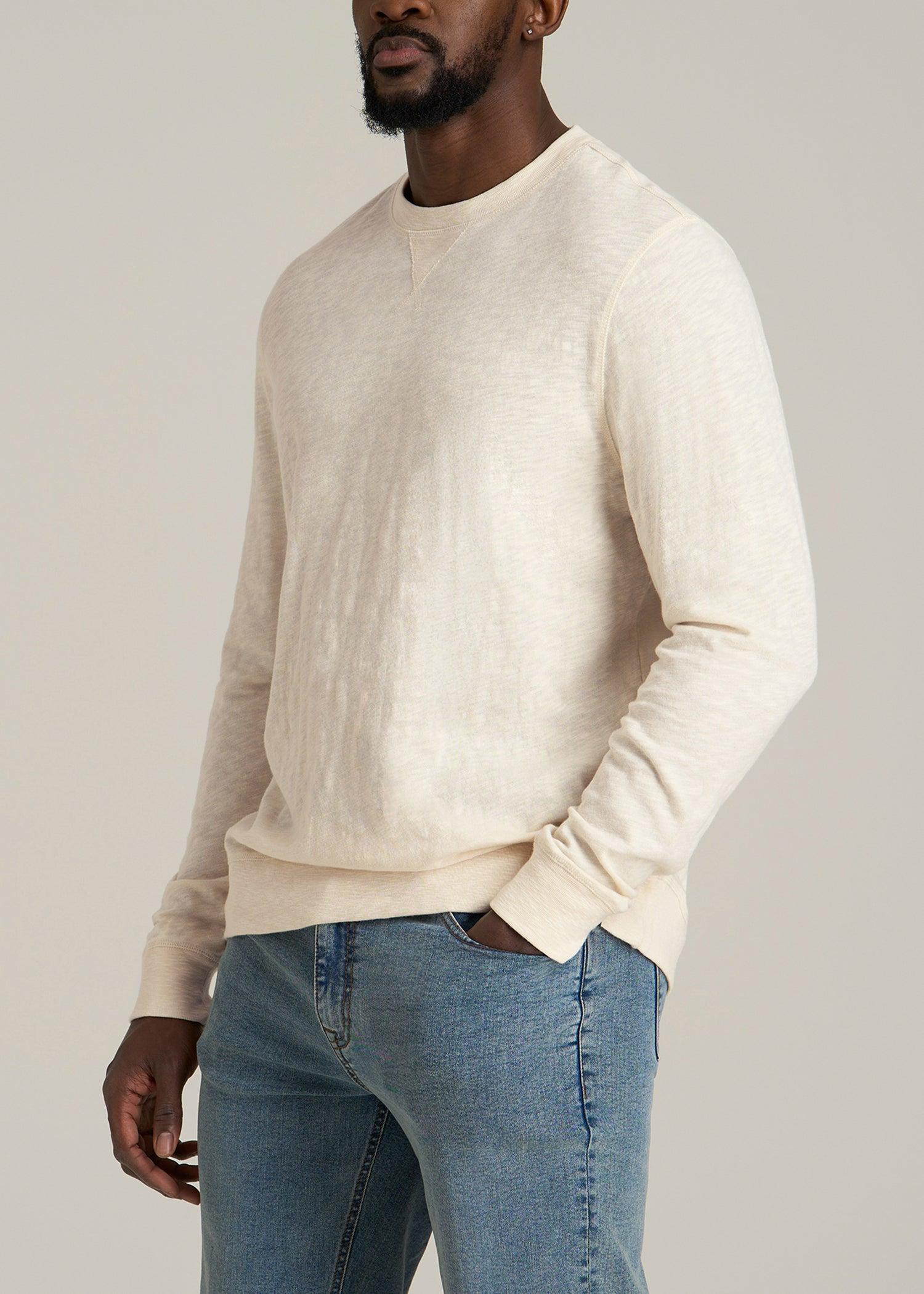 Sunwashed Slub Crewneck for Tall Men in Ivory White Male Product Image