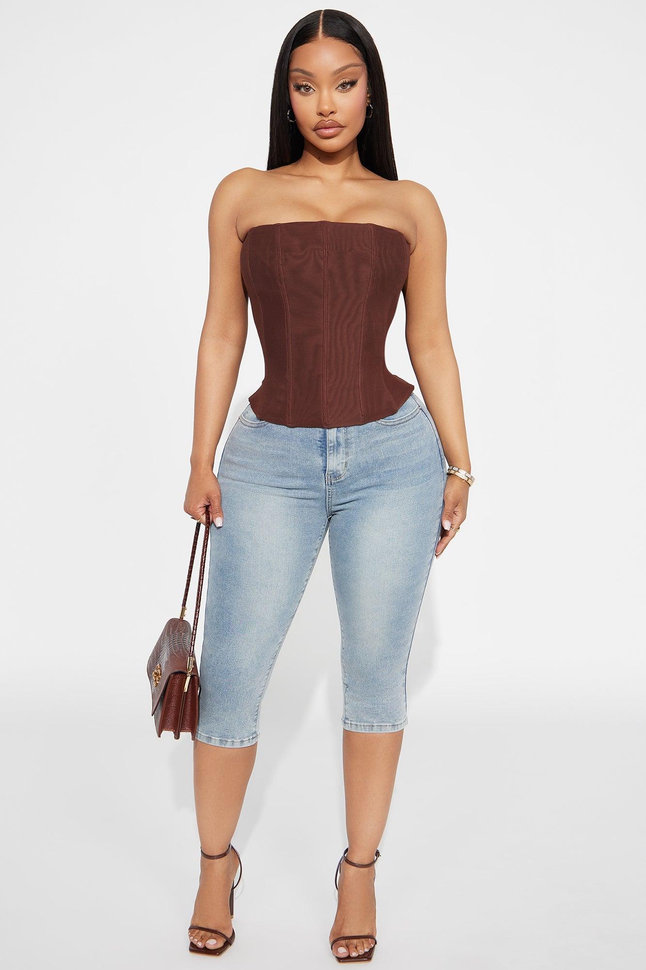 Power Mesh Corset Top - Brown Female Product Image