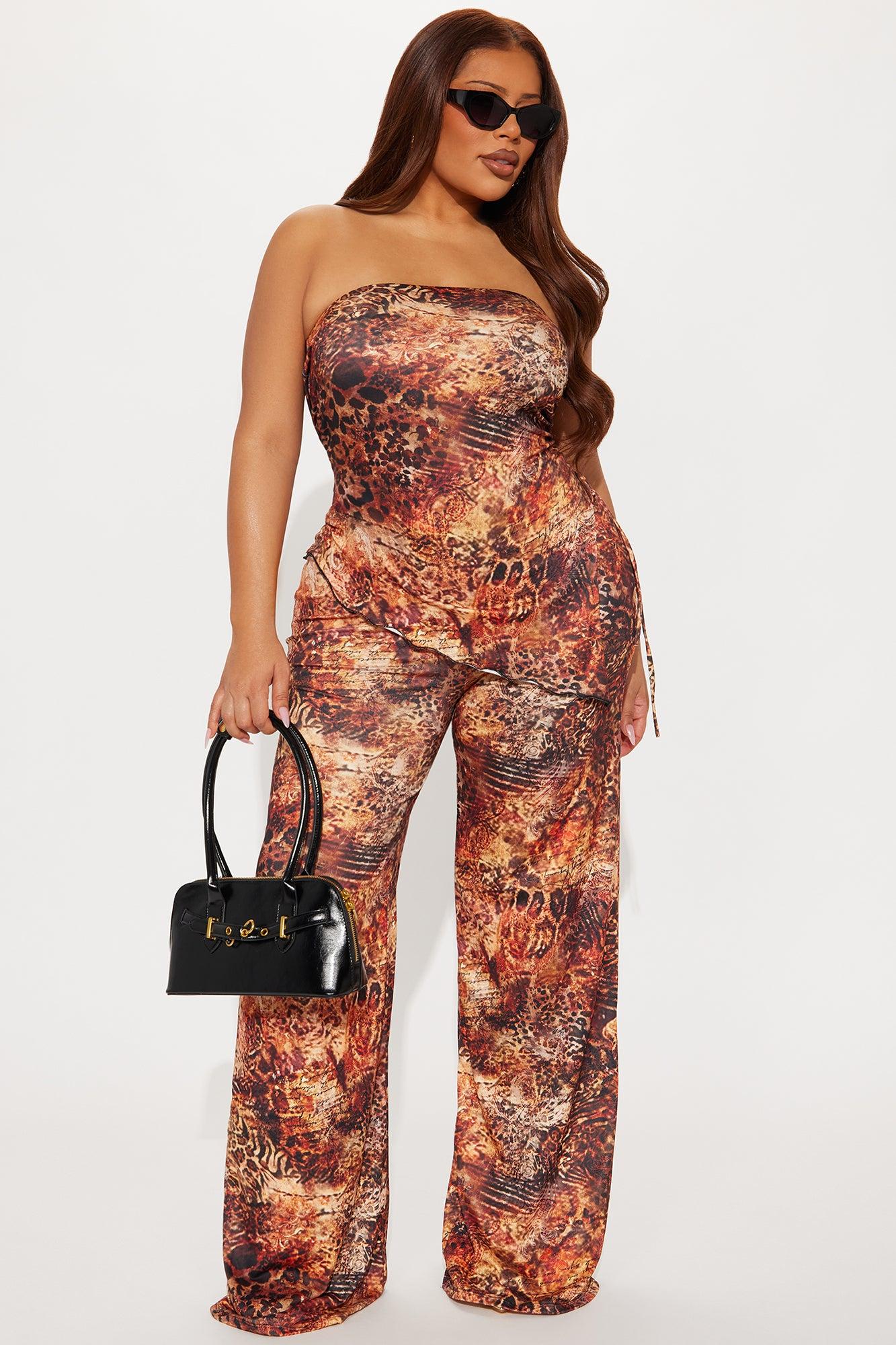 Yailin Strapless Wide Leg Jumpsuit - Brown Combo Female Product Image
