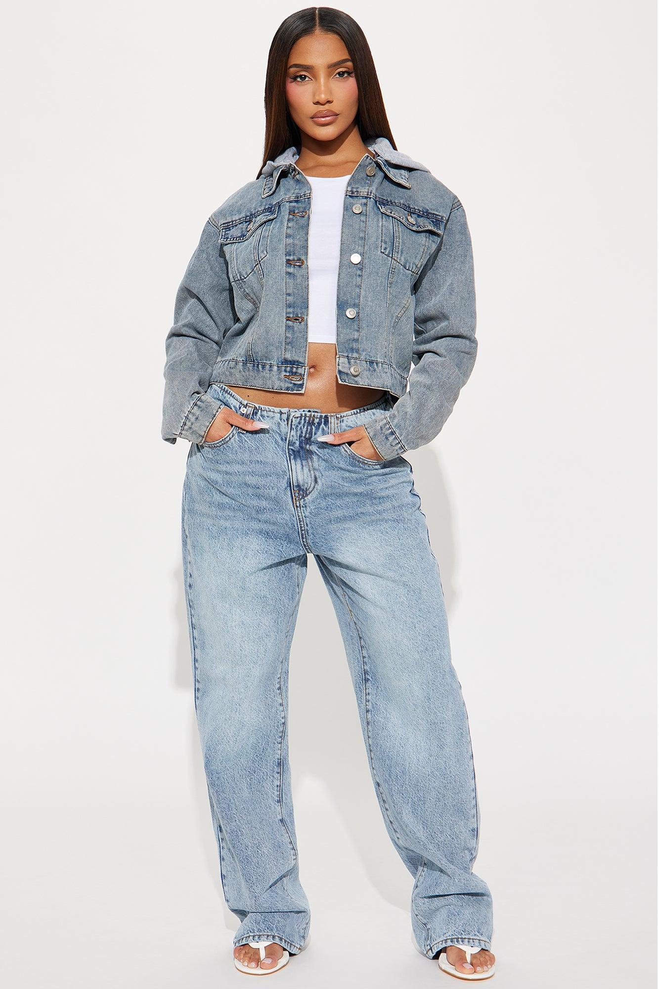 Denise Hooded Denim Jacket - Medium Wash Product Image