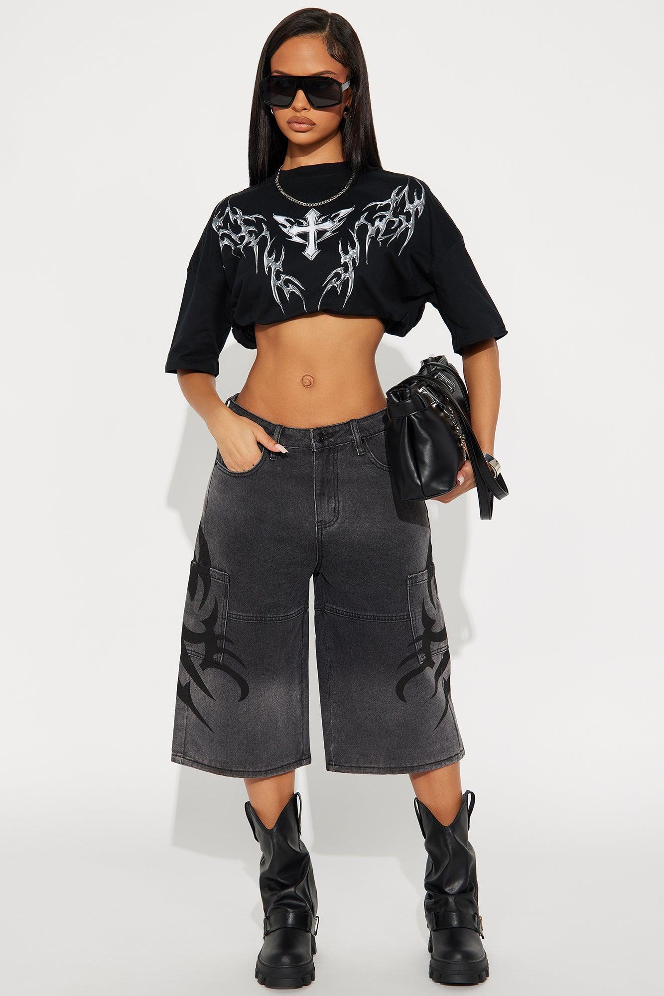 Edgy Cross Tee - Black Female Product Image