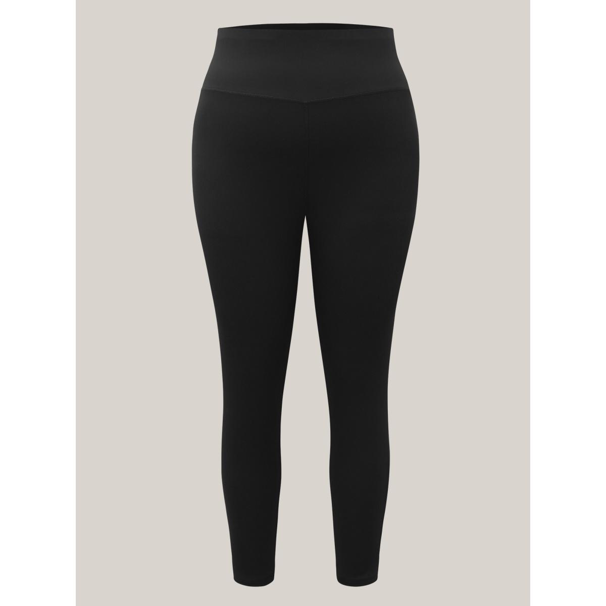 Plus Size Solid Butt Lifting Wideband Waist Leggings Women Black Casual High stretch Skinny High Rise Dailywear Leggings BloomChic 18-20/2X Product Image