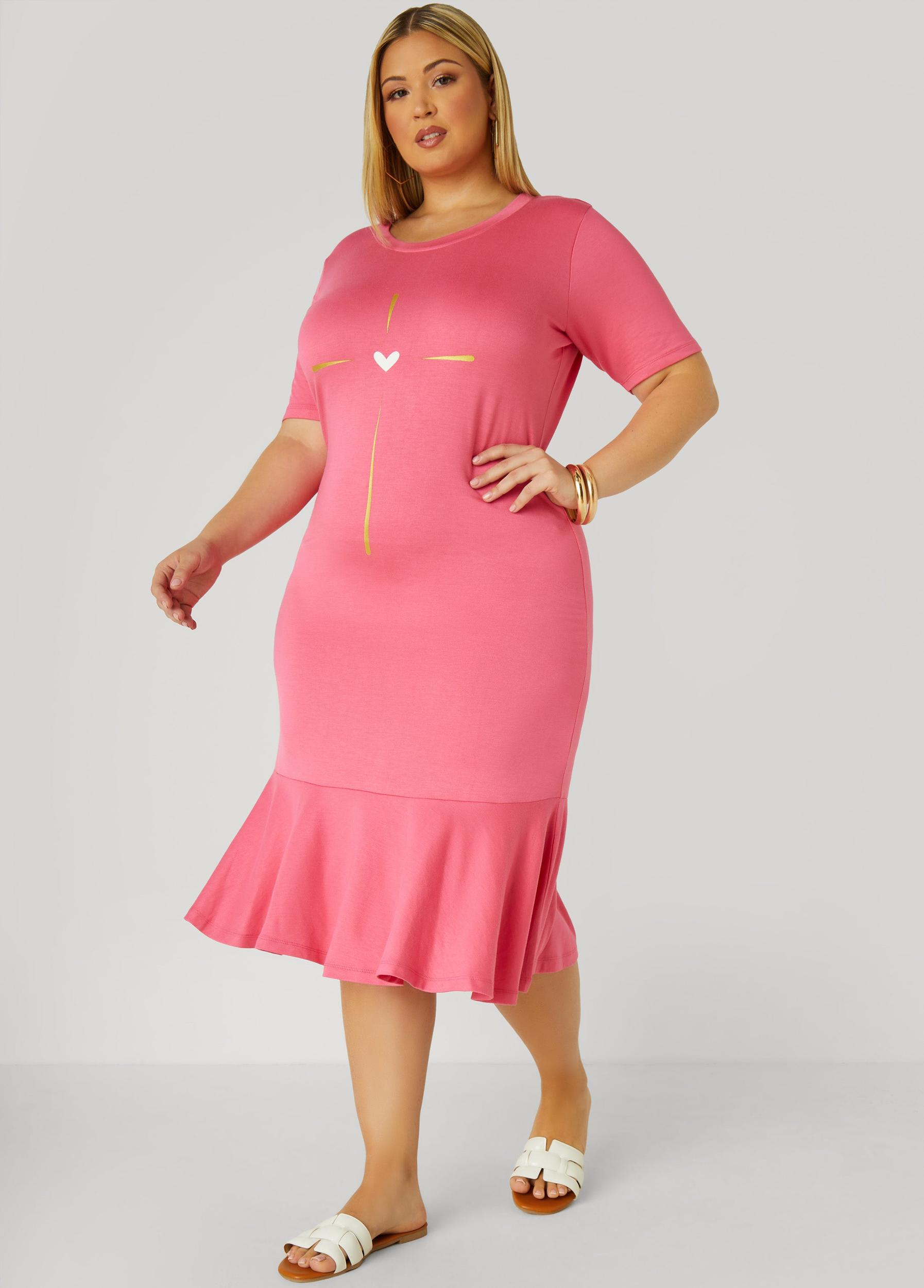 Heart Midi T Shirt Dress Product Image