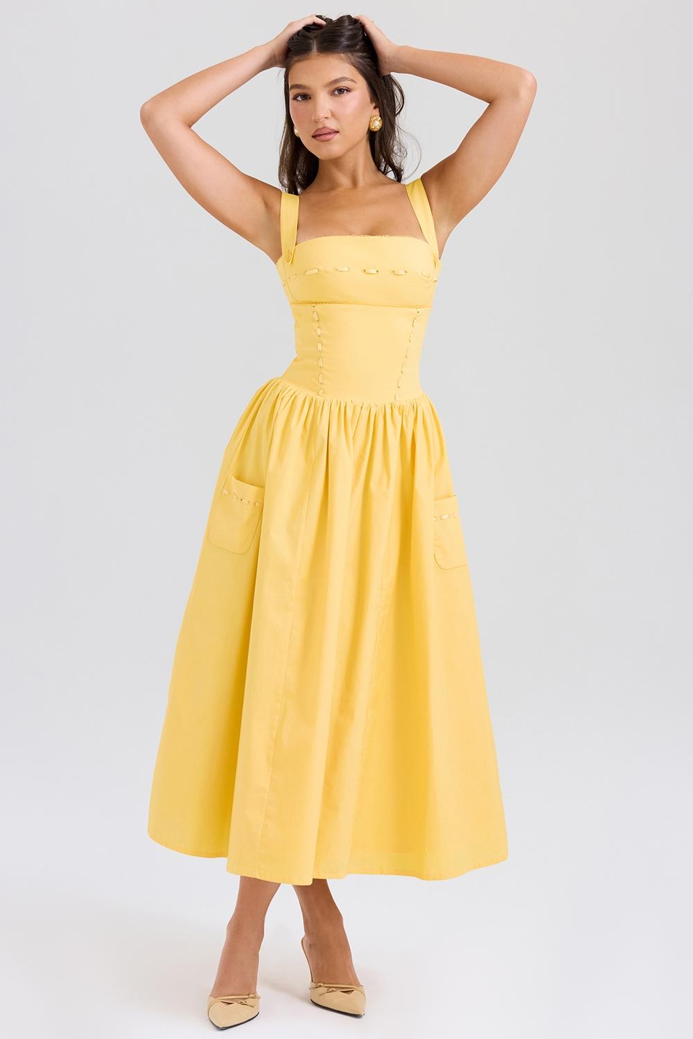 Vivien  apricot cotton midi sundress Product Image