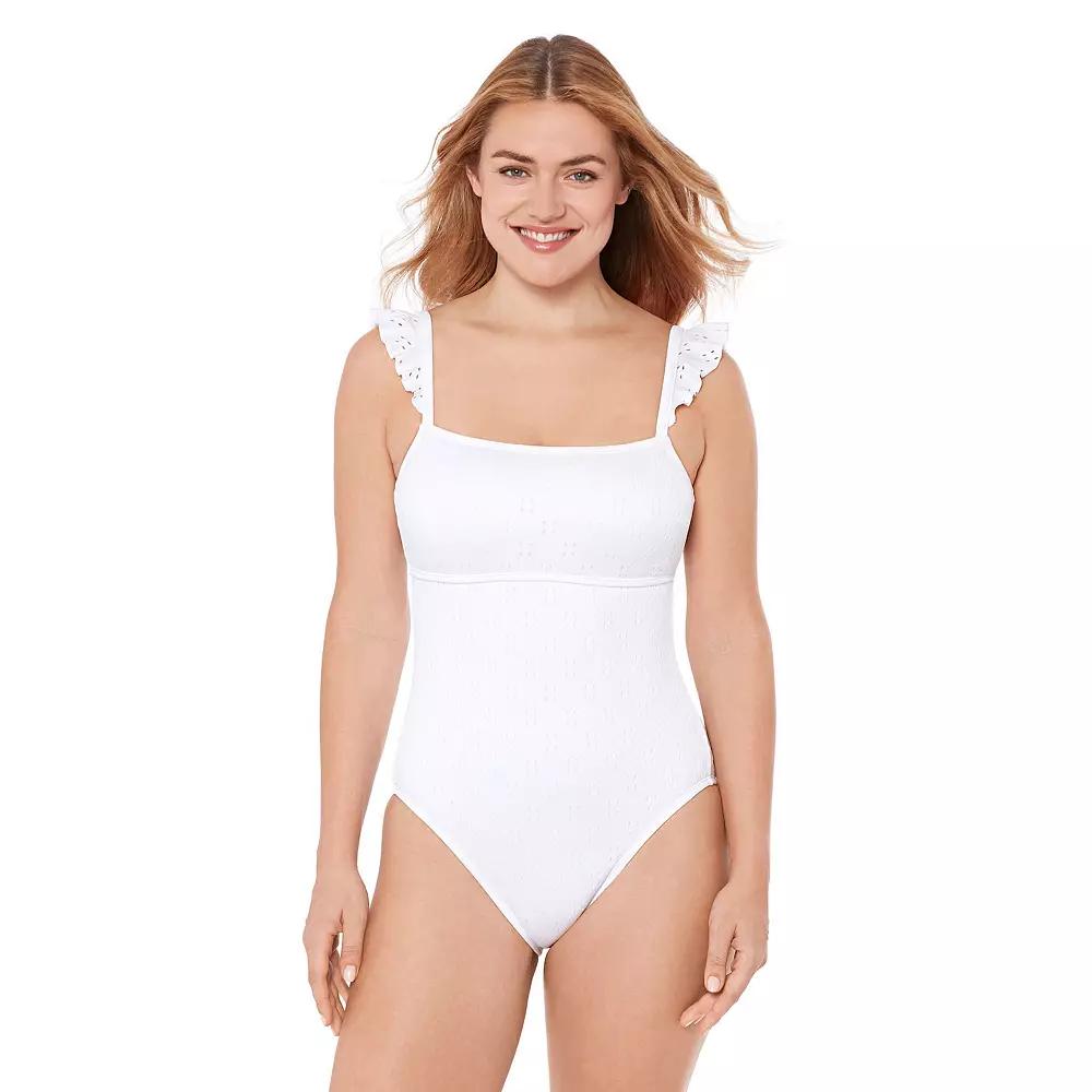 Women's Draper James Waist Minimizer Ruffle Strap One-Piece Swimsuit, Size: XS, Nassau Blue Product Image