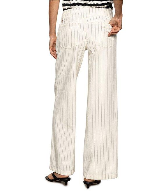 Sanctuary Arden Pinstripe Cotton Twill Wide Leg Pants Product Image
