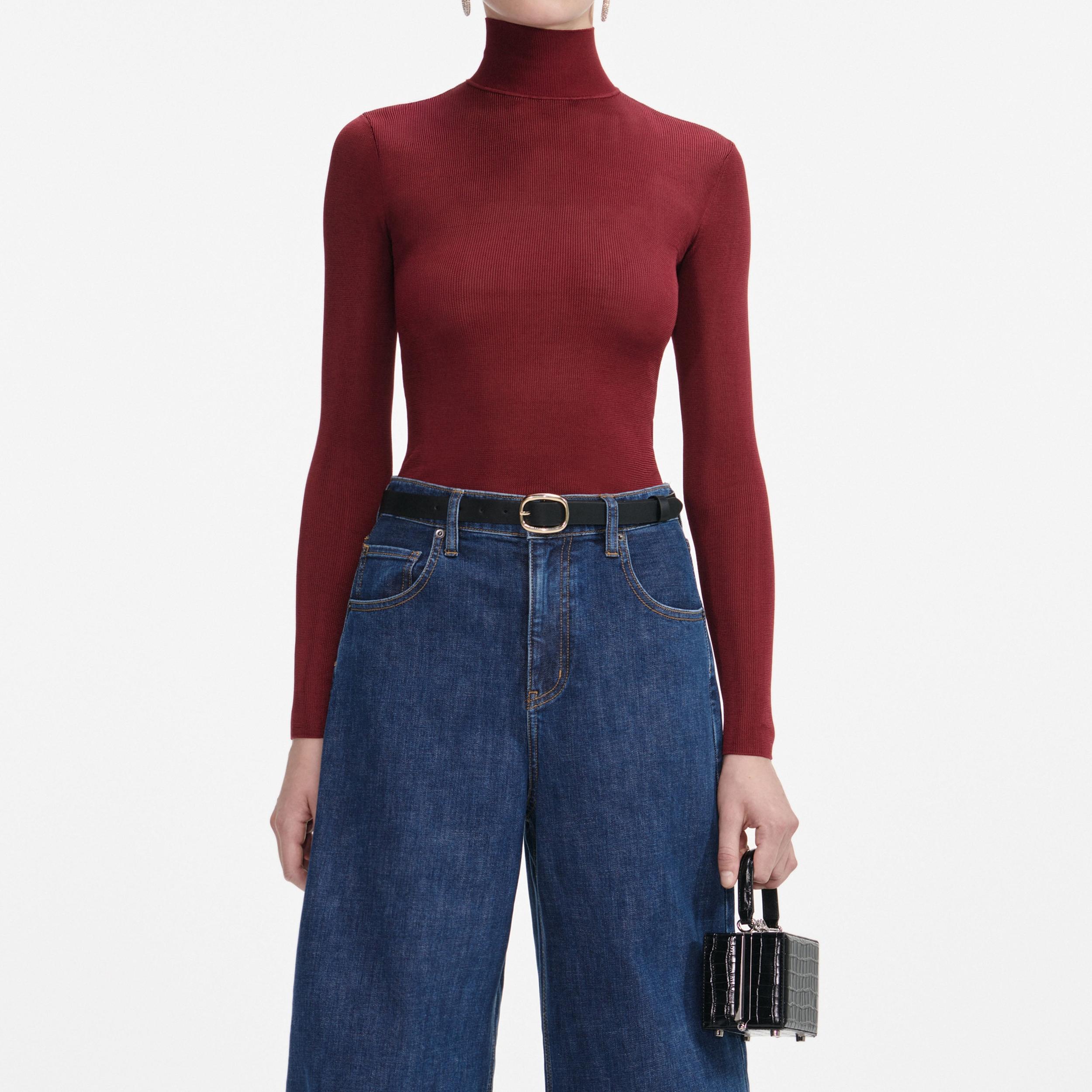 Burgundy Viscose Knit Top Product Image