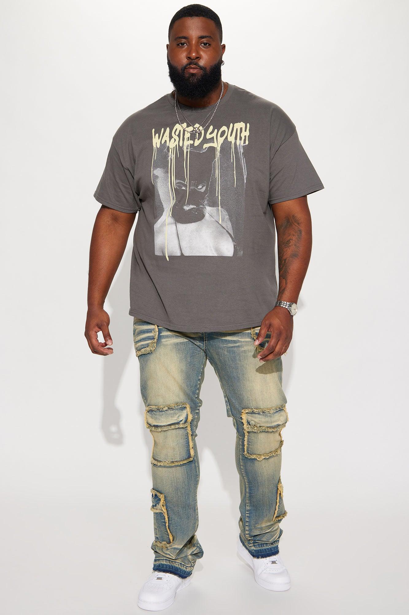 Can I Cargo Stacked Skinny Flare Jeans - Vintage Blue Wash Product Image