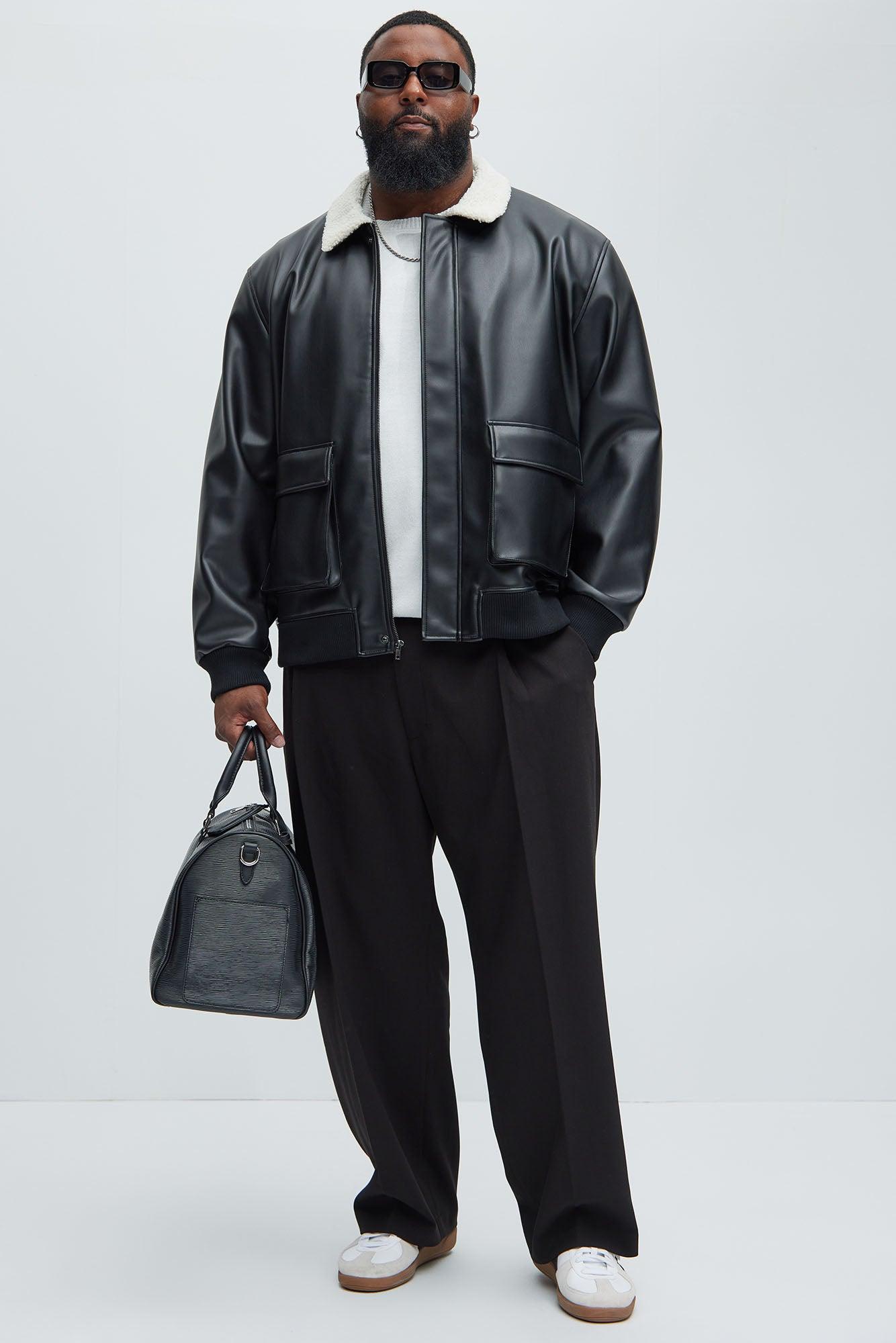 Baldwin Faux Sherpa Leather Jacket - Black Product Image