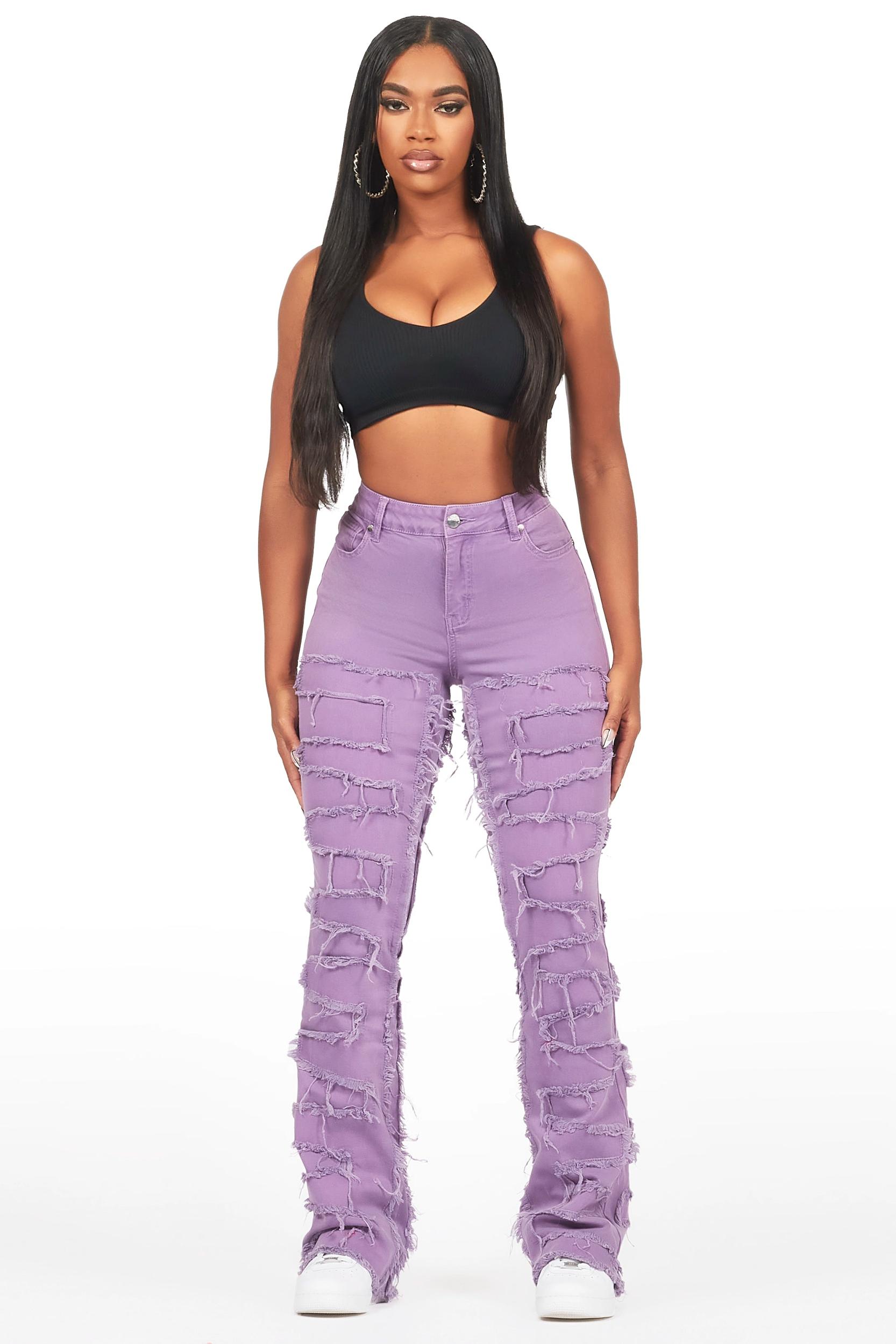 Zariyah Purple Stacked Flare Jean Female Product Image