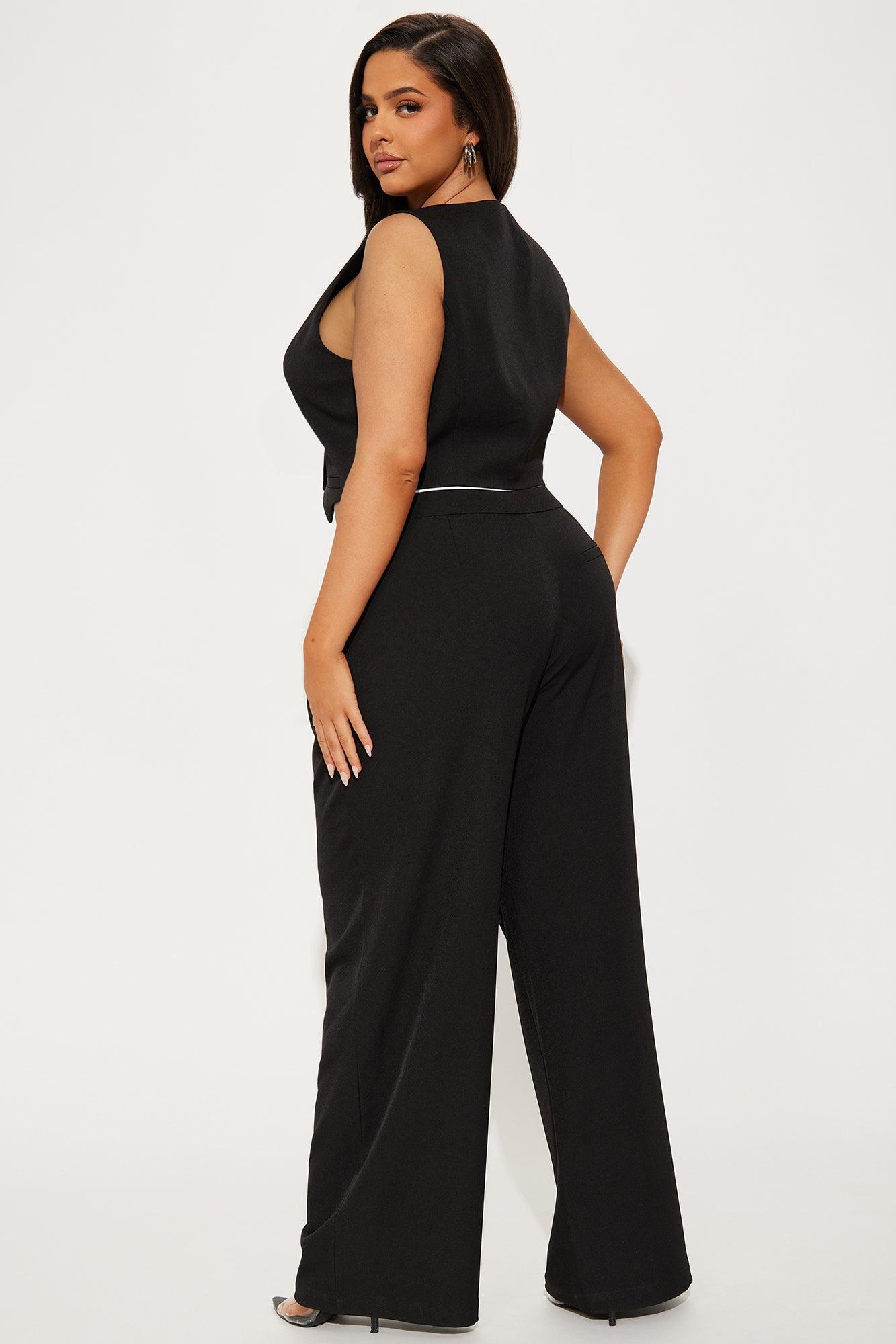 Not Your Boss Vest Pant Set - Black Product Image