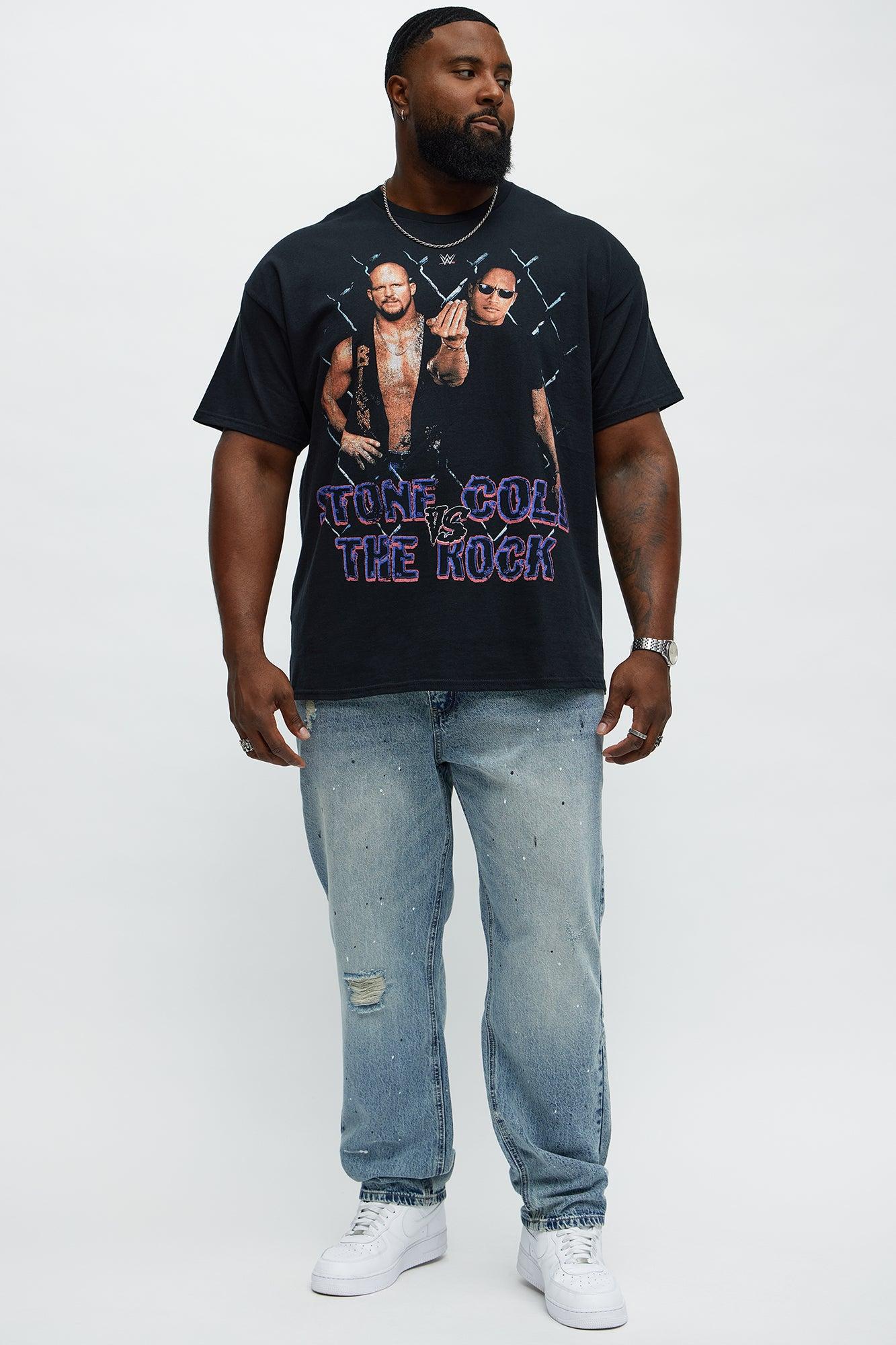 WWE Stone Cold Vs The Rock Short Sleeve Tee - Black Product Image