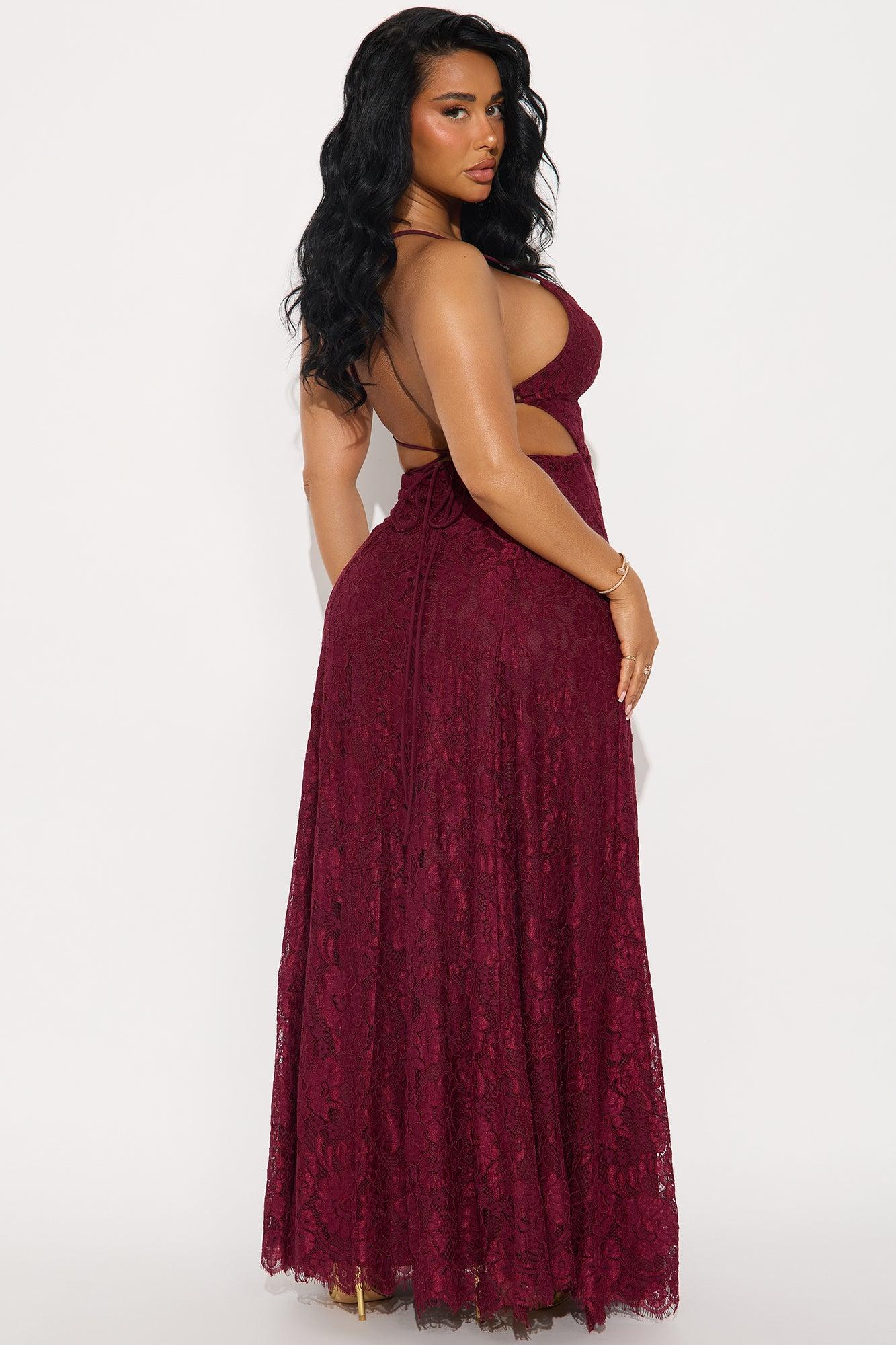 Kayla Lace Maxi Dress - Burgundy Female Product Image