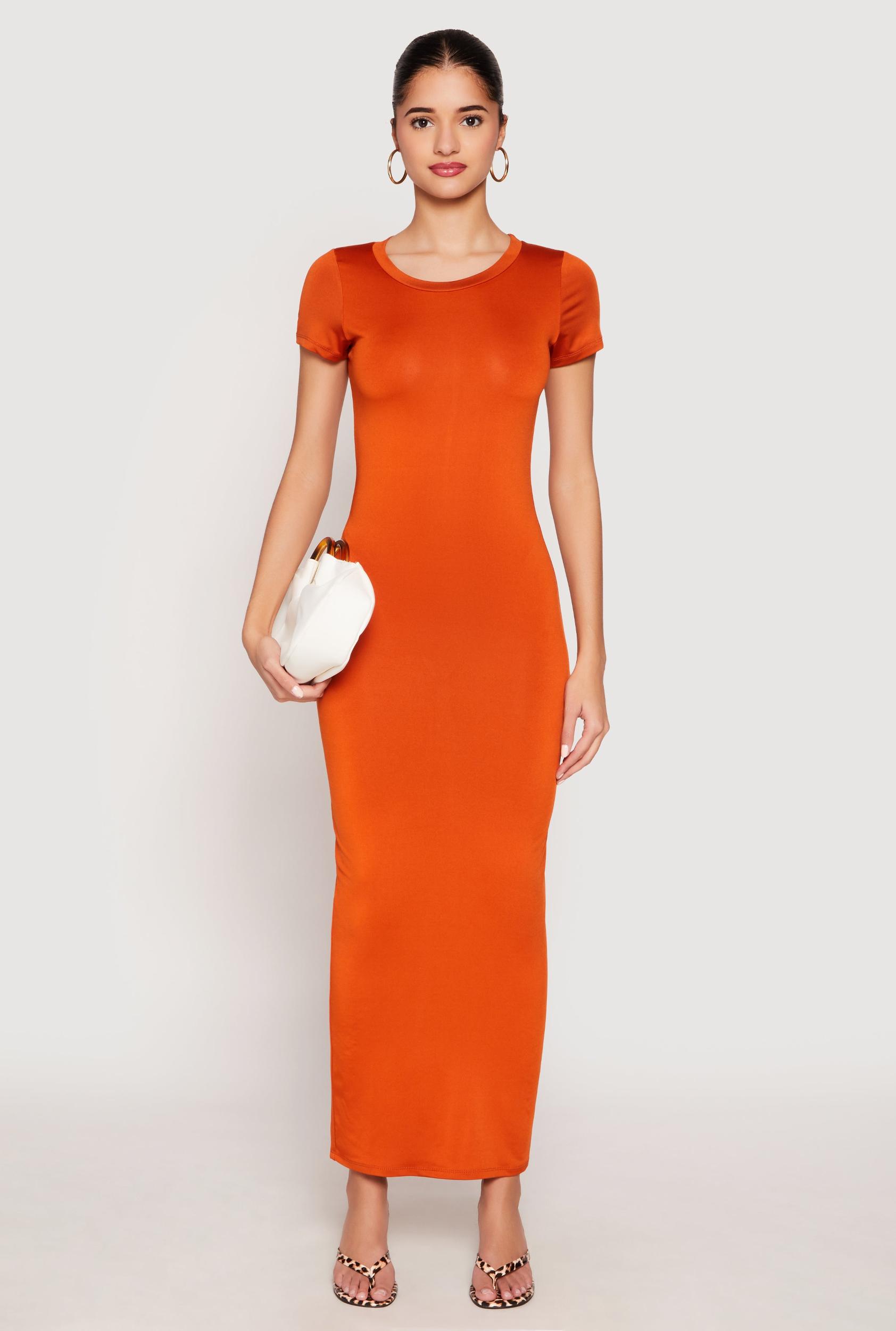 Womens Short Sleeve Slit Back Maxi Dress Product Image