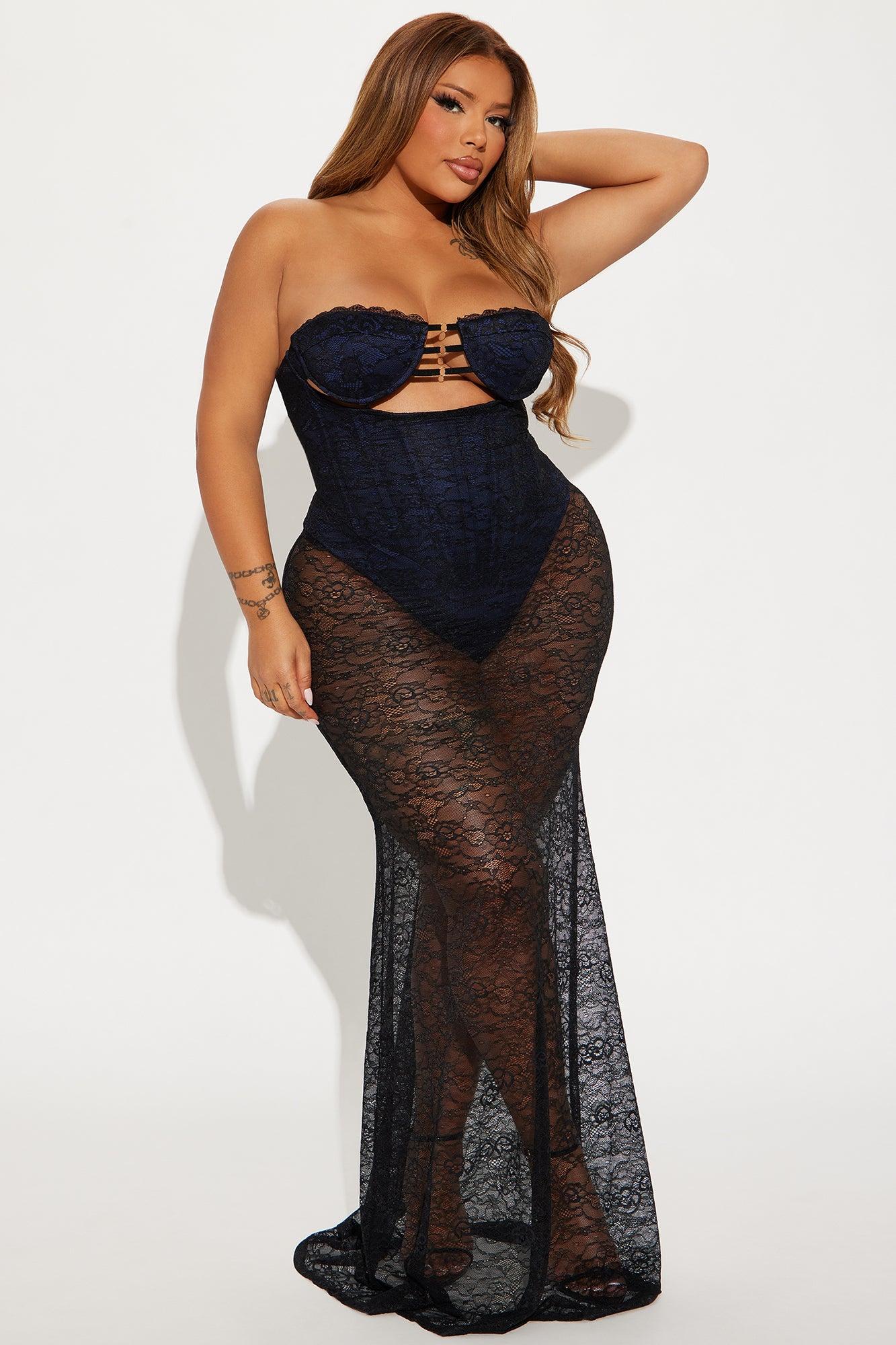 Katia Sheer Lace Maxi Dress - Navy/combo Product Image