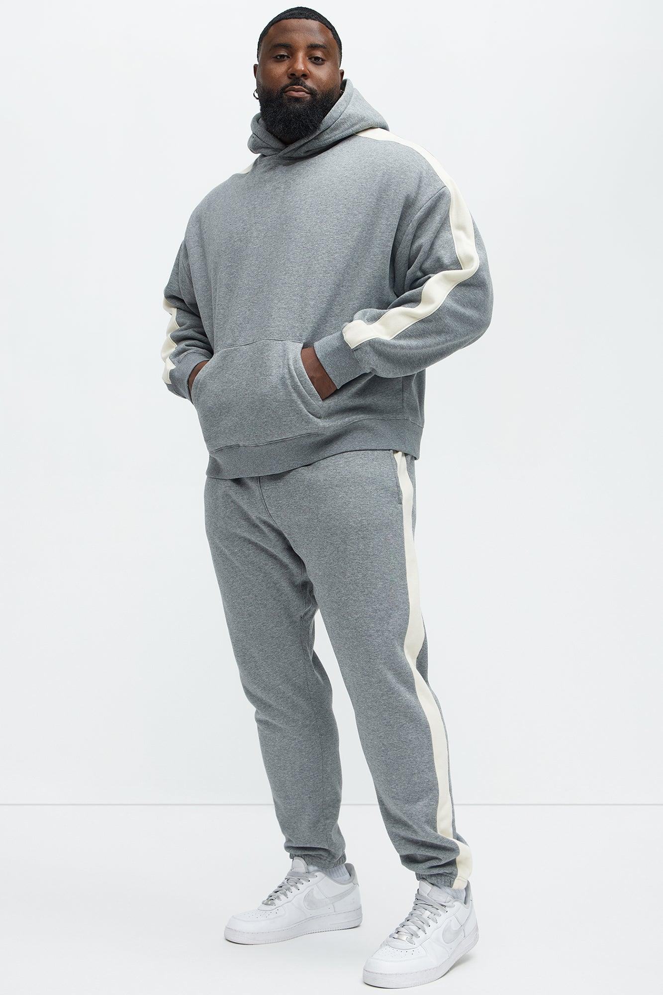 Tyson Heavyweight Oversized Striped Hoodie - Heather Grey Product Image