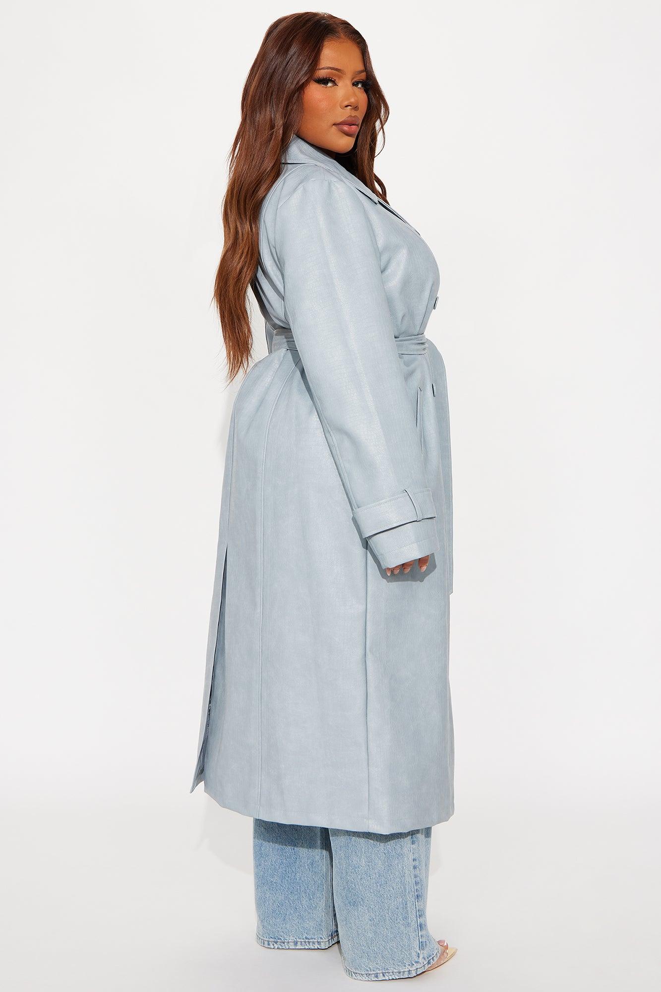 Holland Croc Embossed Trench Coat - Grey/Blue Female Product Image