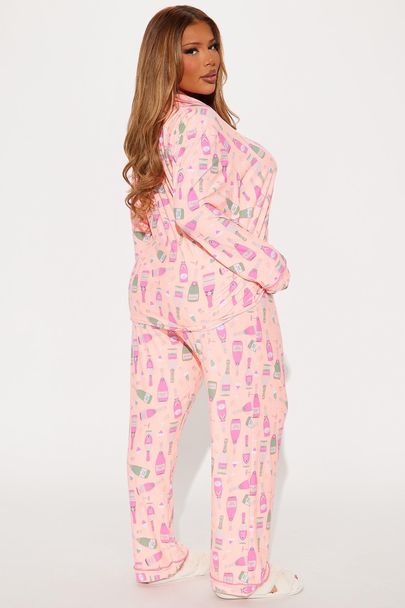 Champagne Party PJ Pant Set - Pink/combo Product Image