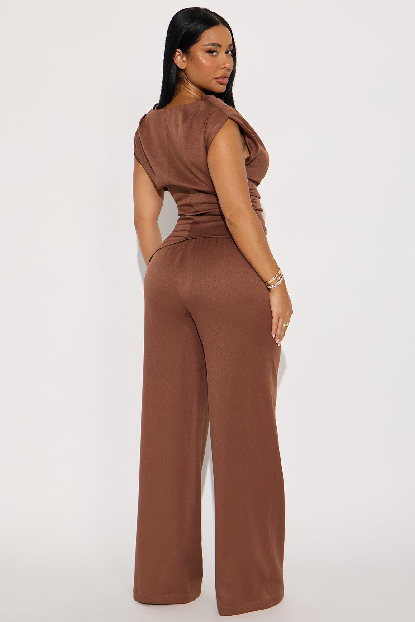 Poised To Perfection Pant Set - Chocolate Product Image
