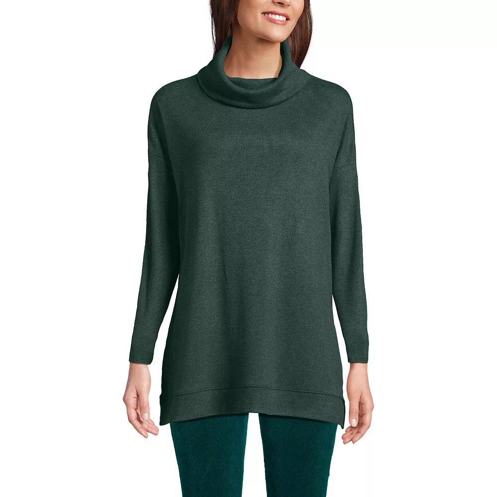 Women's Lands' End Long Sleeve Cozy Knit Cowl Neck Tunic, Size: XL, Deep Forest Grey Product Image