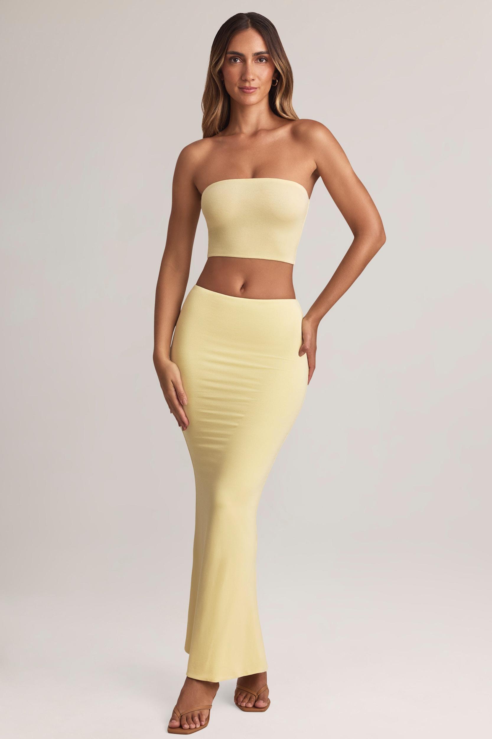 Modal Mid-Rise Maxi Skirt in Lemon Sherbet Product Image