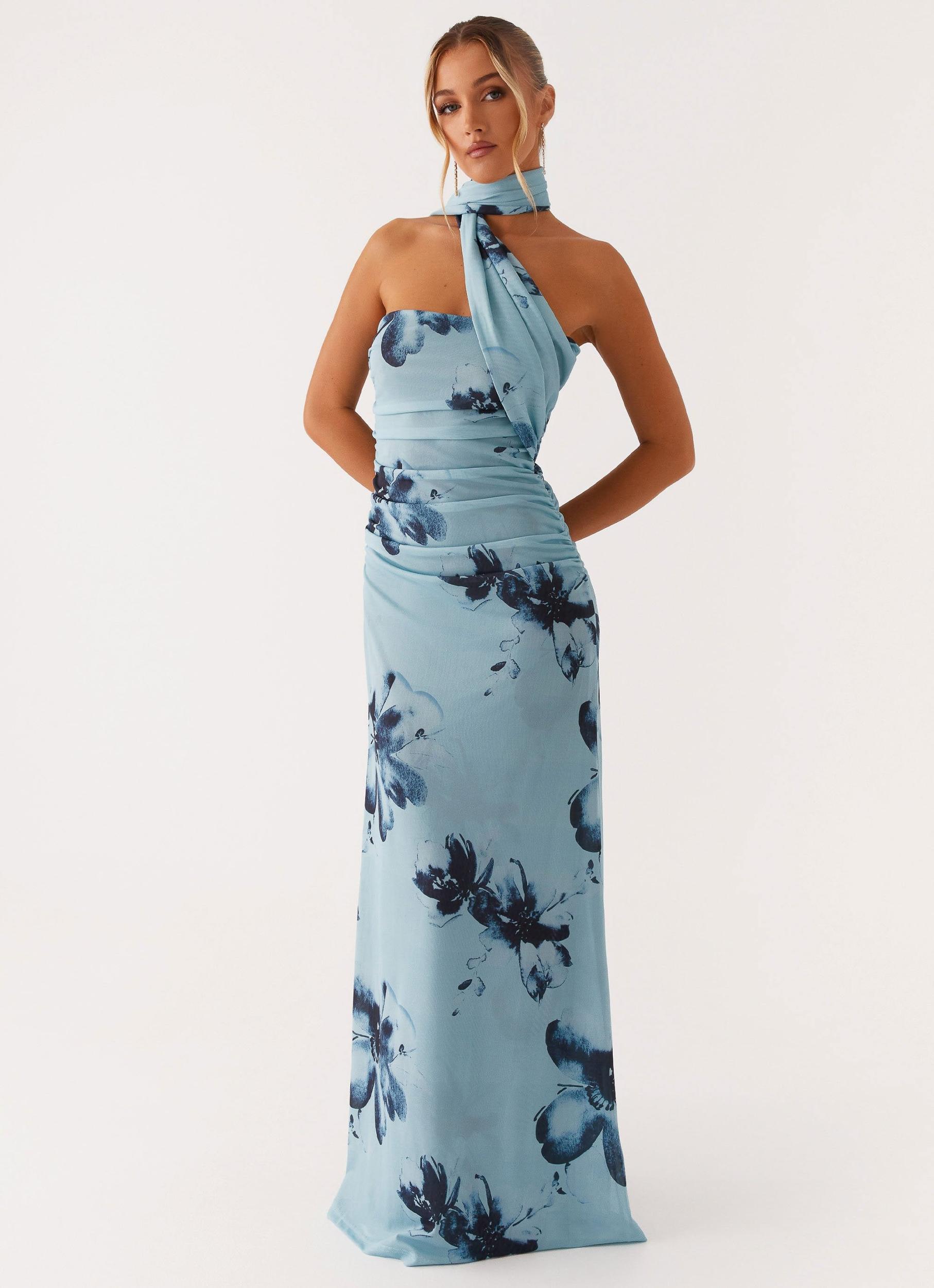 Songbird Maxi Dress - Blue Black Floral Product Image