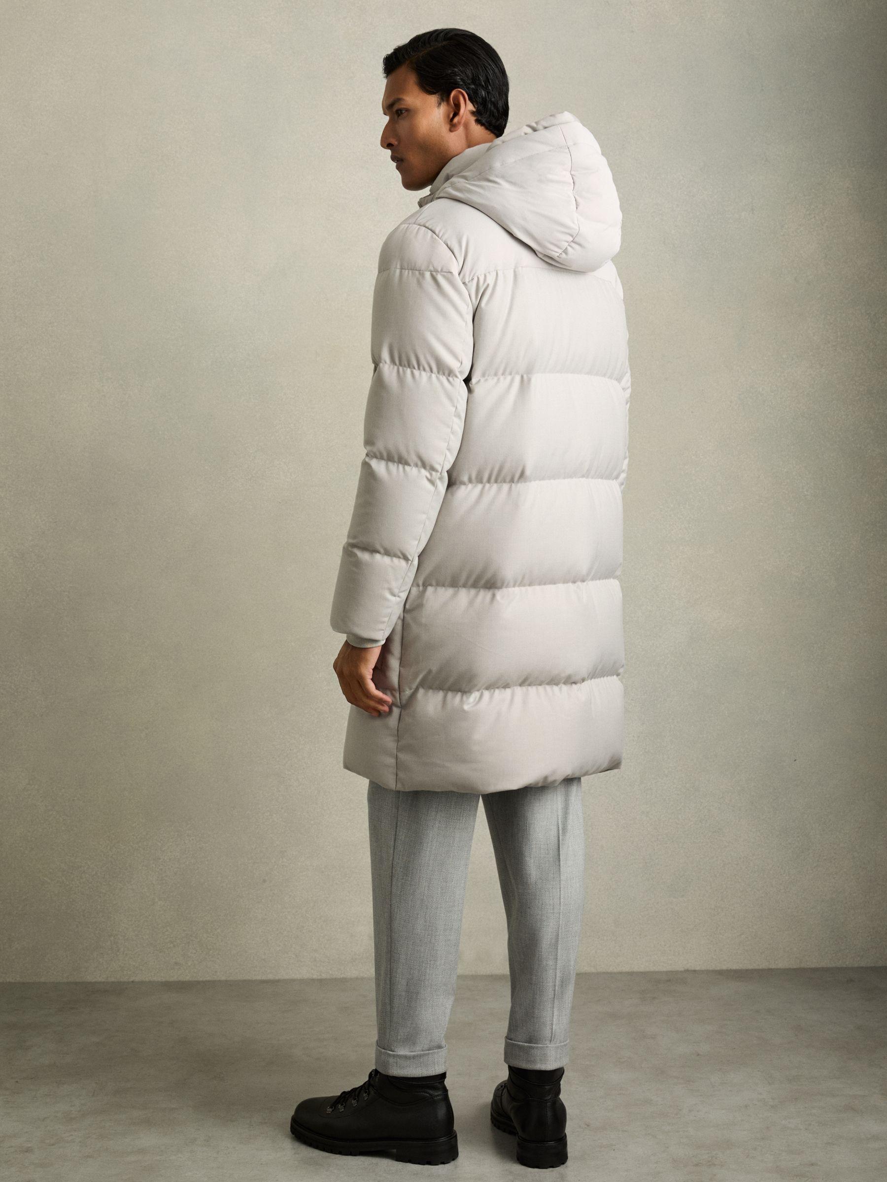 Quilted Longline Puffer Jacket in Grey Product Image