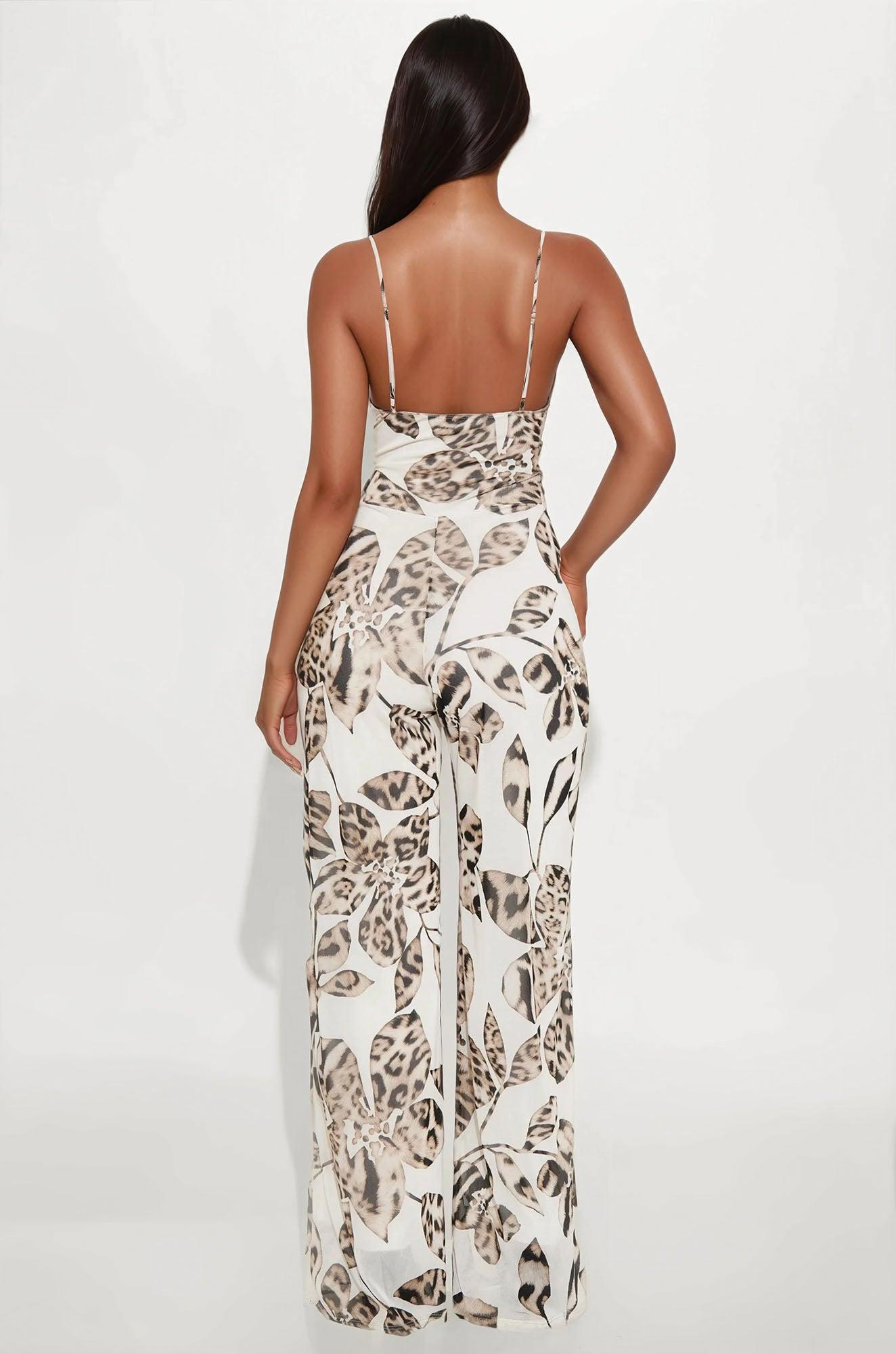 Perfect Illusion Mesh Jumpsuit - Cream/combo Product Image