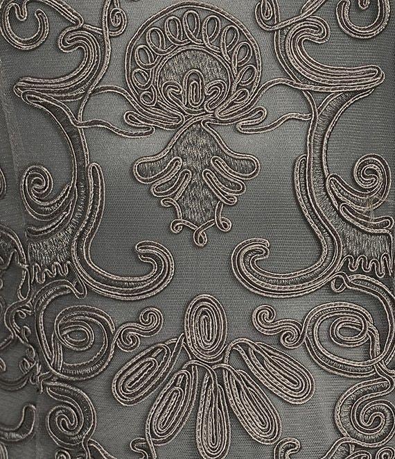 Soulmates V-Neck 3/4 Sleeve Soutache Lace Bodice A-Line Gown Product Image