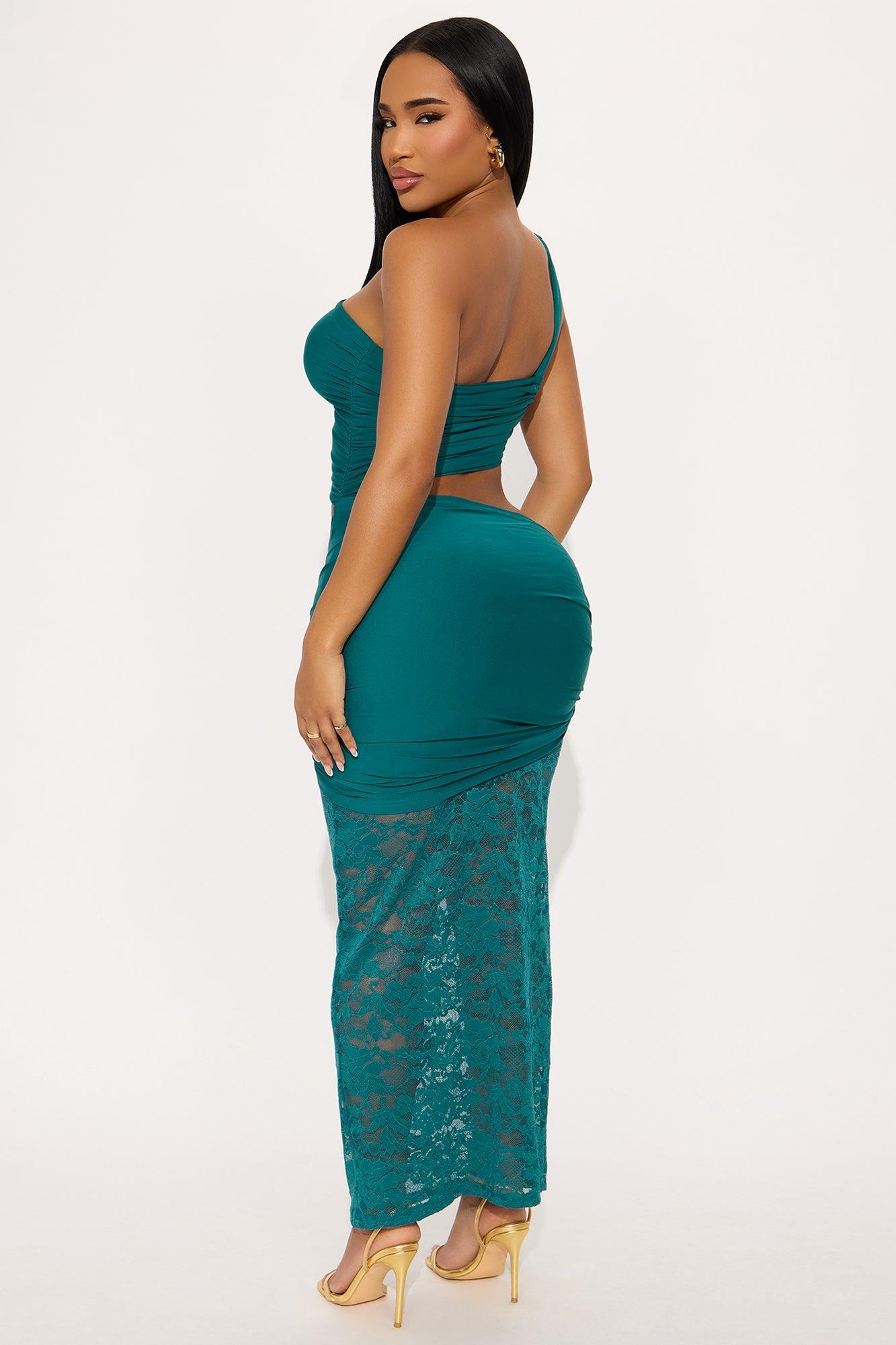 Forbidden Lace Maxi Skirt Set - Teal Female Product Image