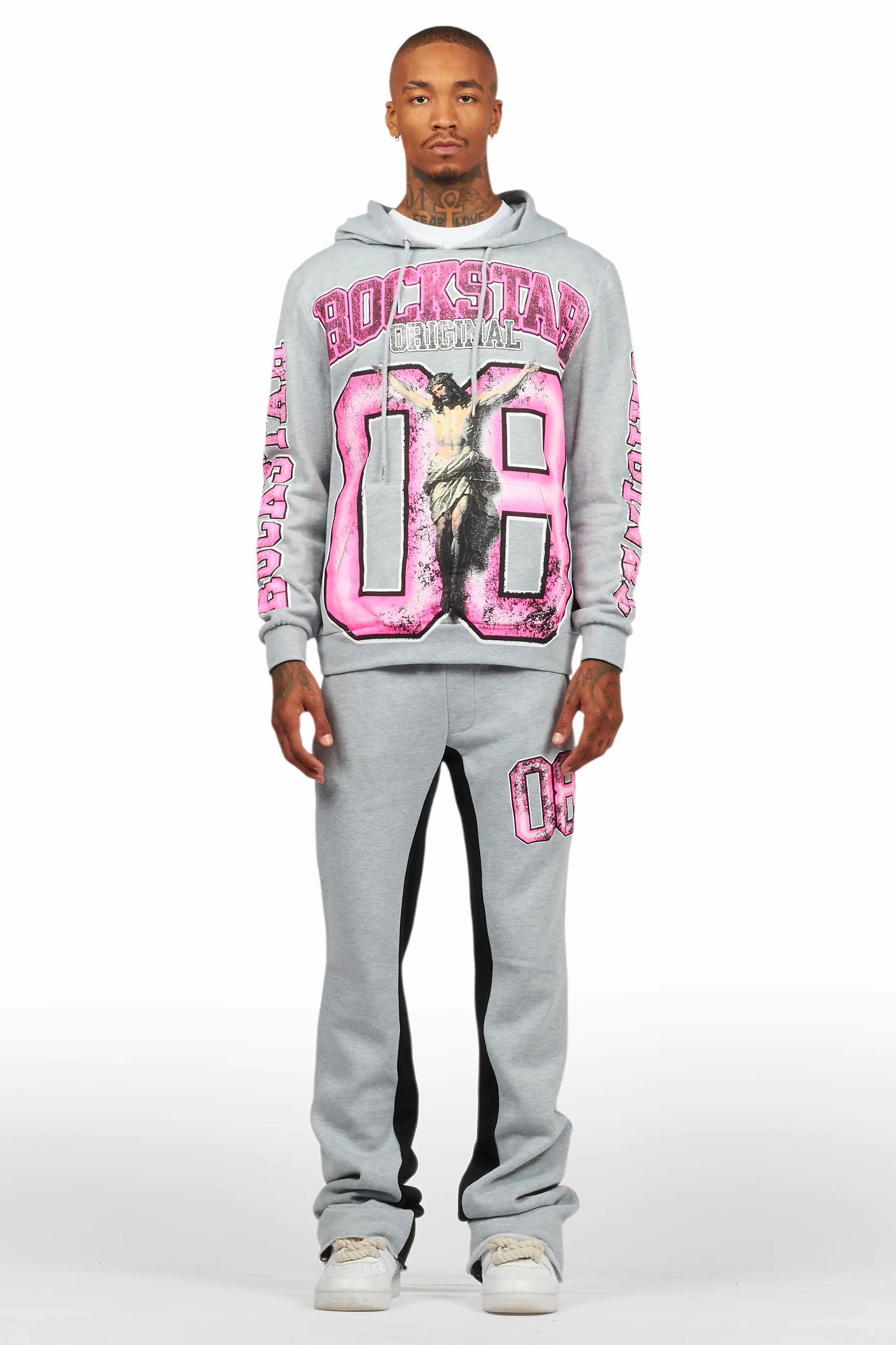 Fields Grey/Pink Baggy Hoodie Track Set Male Product Image