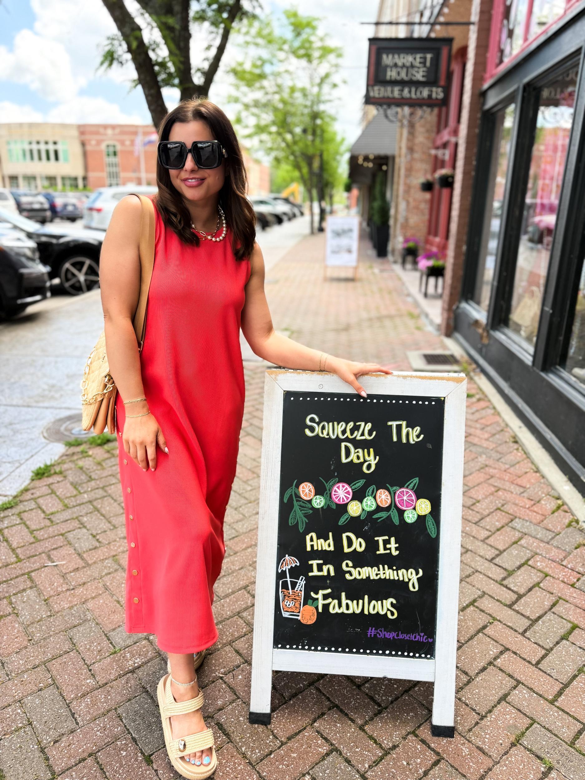 Coral Crush Midi Dress Product Image