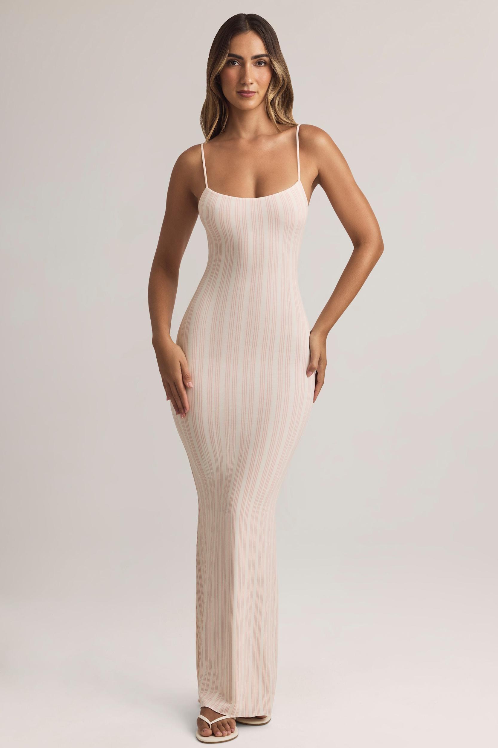 Modal Scoop-Neck Maxi Dress in Stripe Print Product Image