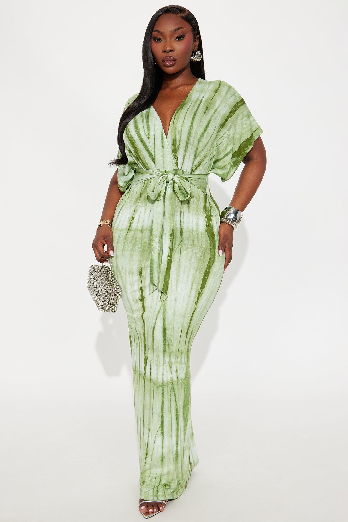 Gigi Tie Dye Maxi Dress - Olive/combo Female Product Image