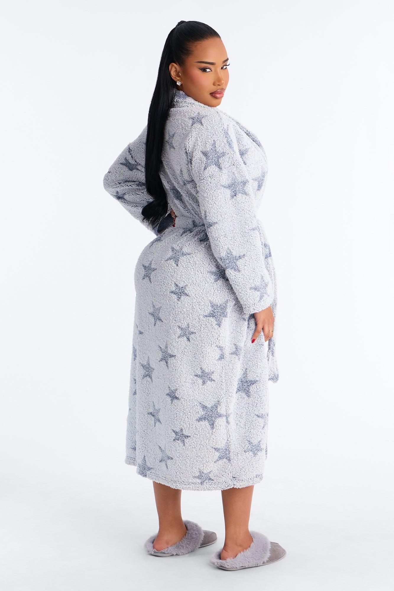 Starry Eyed Cozy Plush Robe - Light Blue Female Product Image