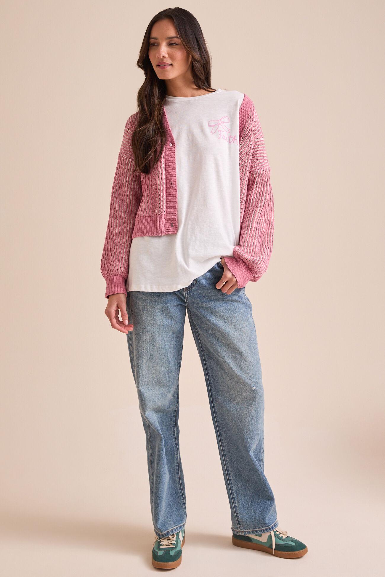 Faith Over Fear Bow Oversized Graphic Tee Product Image