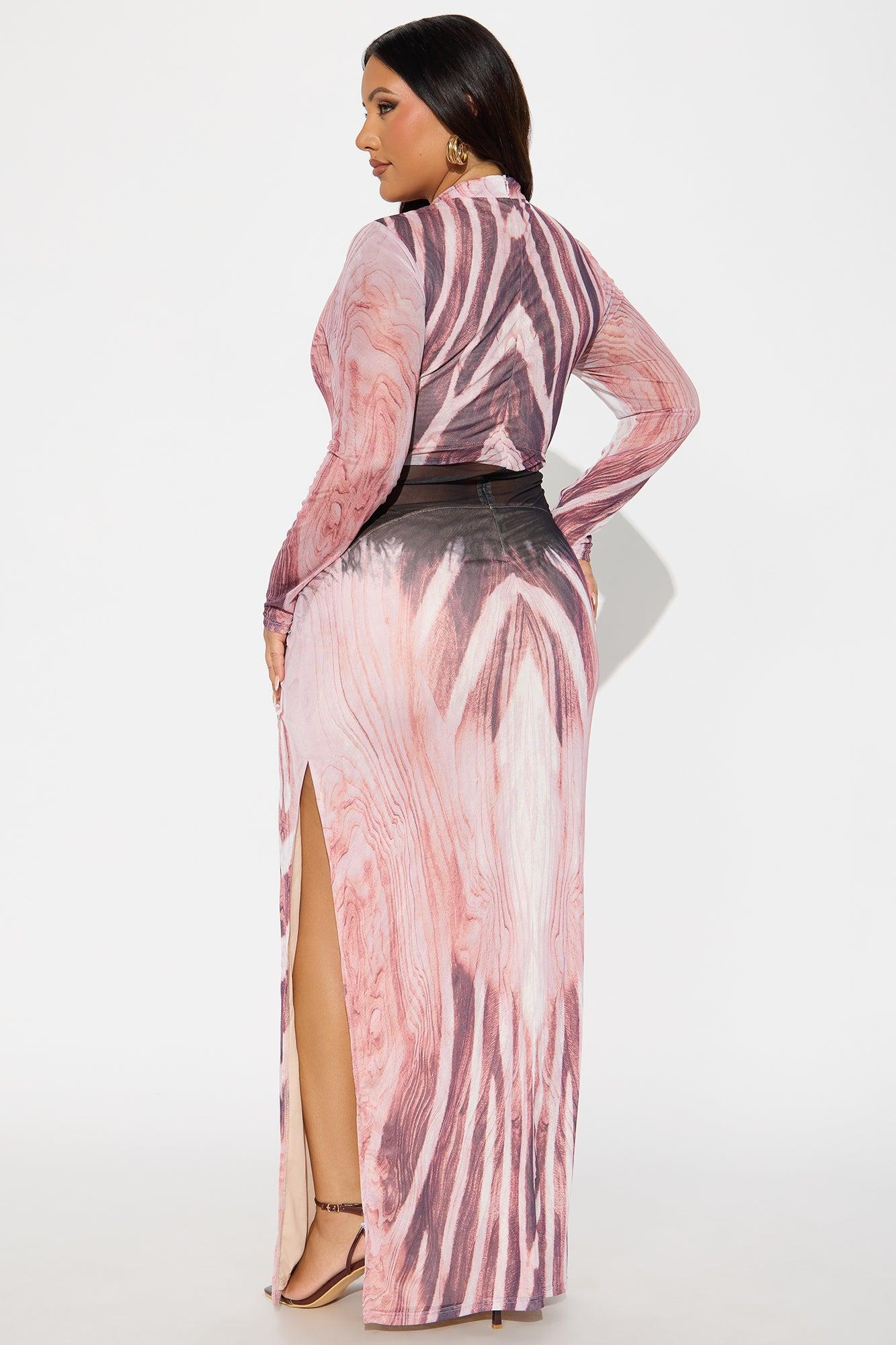 Wild Side Mock Neck Maxi Dress - Pink/combo Female Product Image