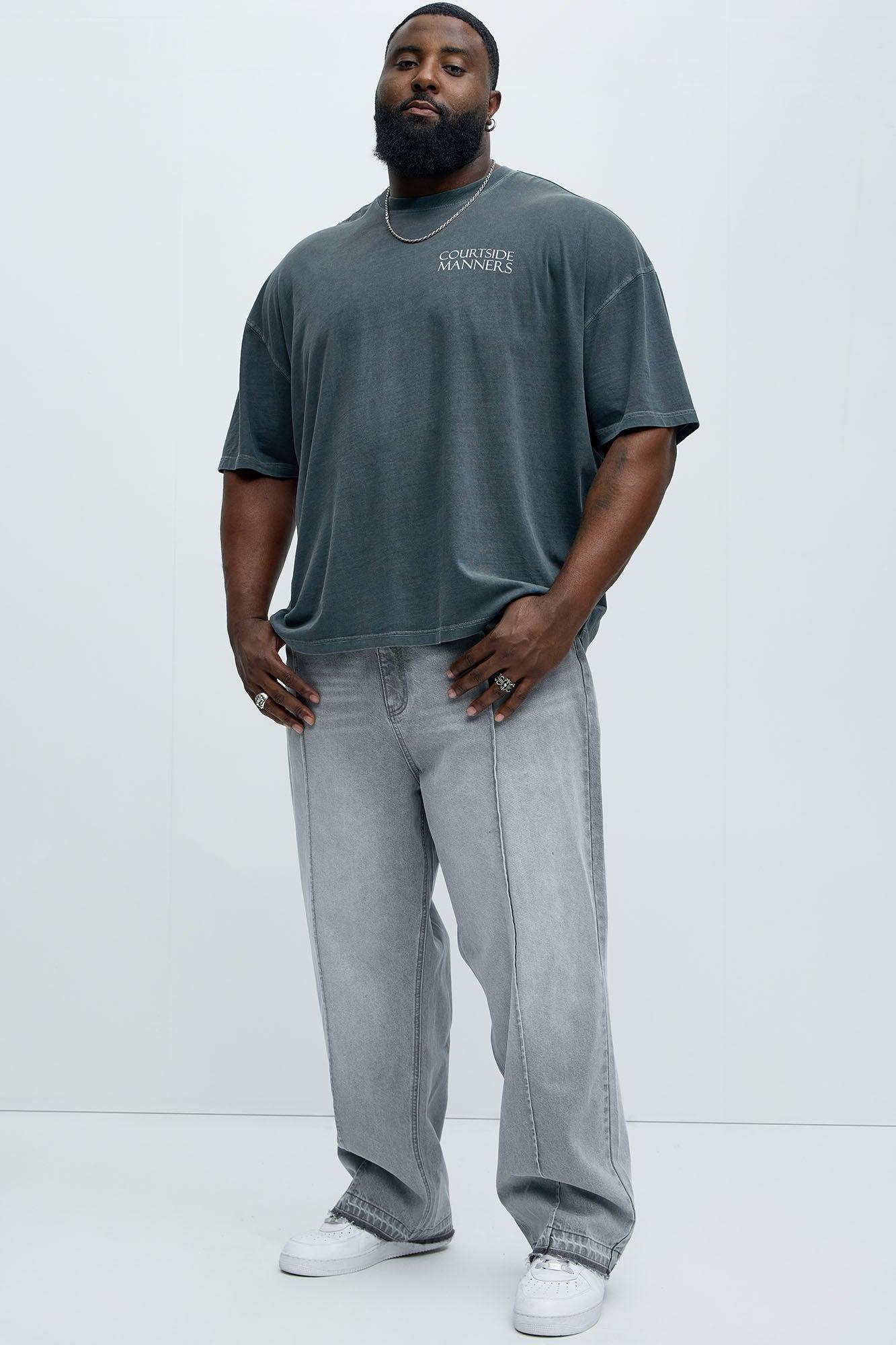 Courtside Manners Oversized Short Sleeve Tee - Grey Product Image