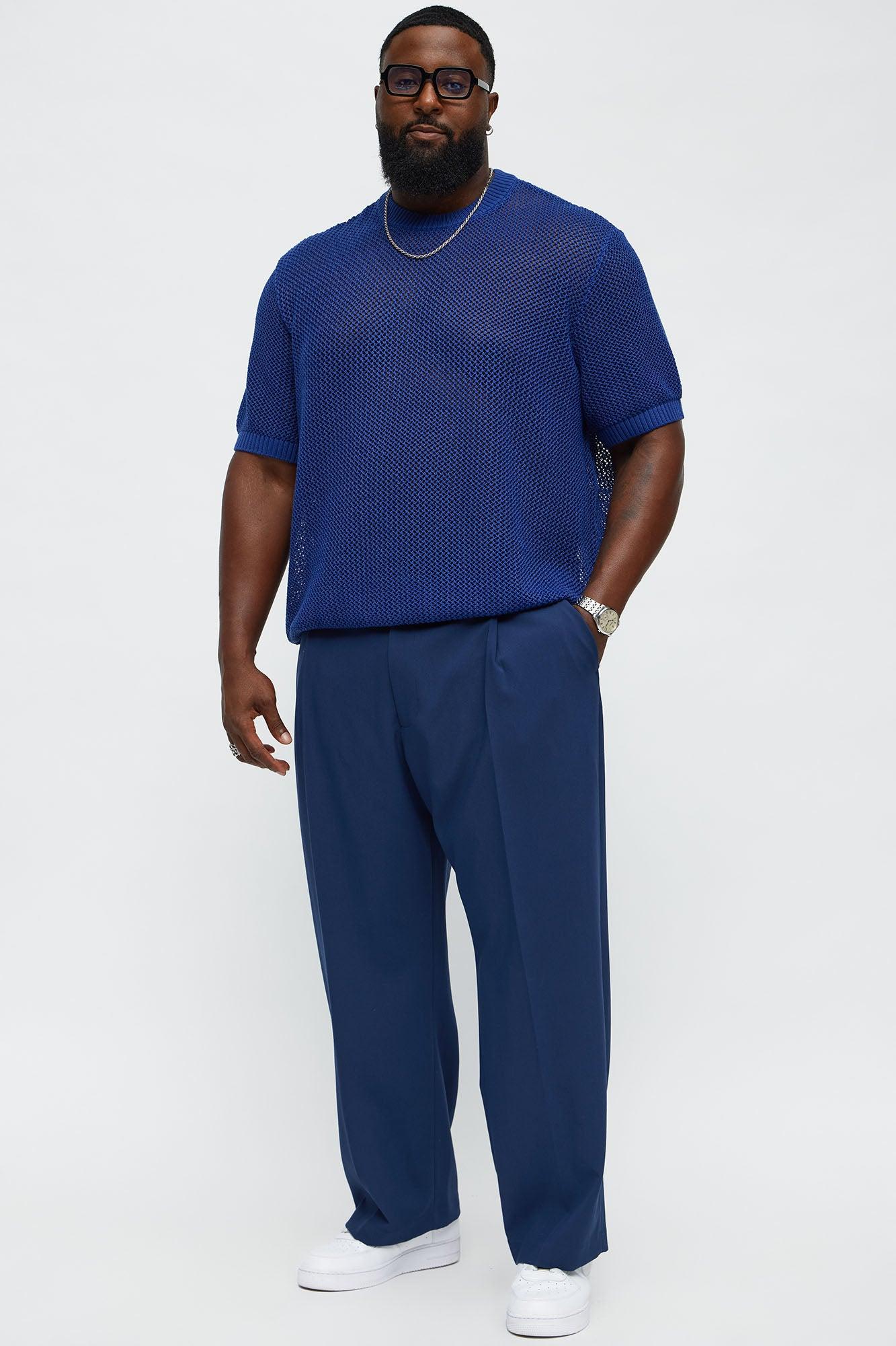 Unlimited PTO Open Knit Crewneck Tee - Blue Male Product Image