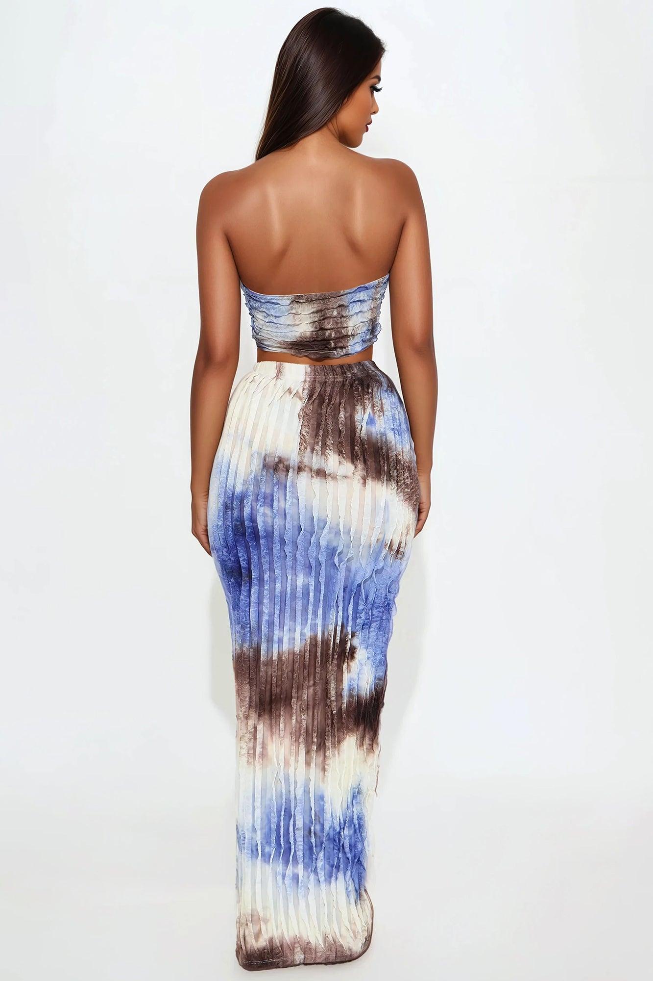 Simple Pleasure Tie Dye Skirt Set - Blue/combo Product Image